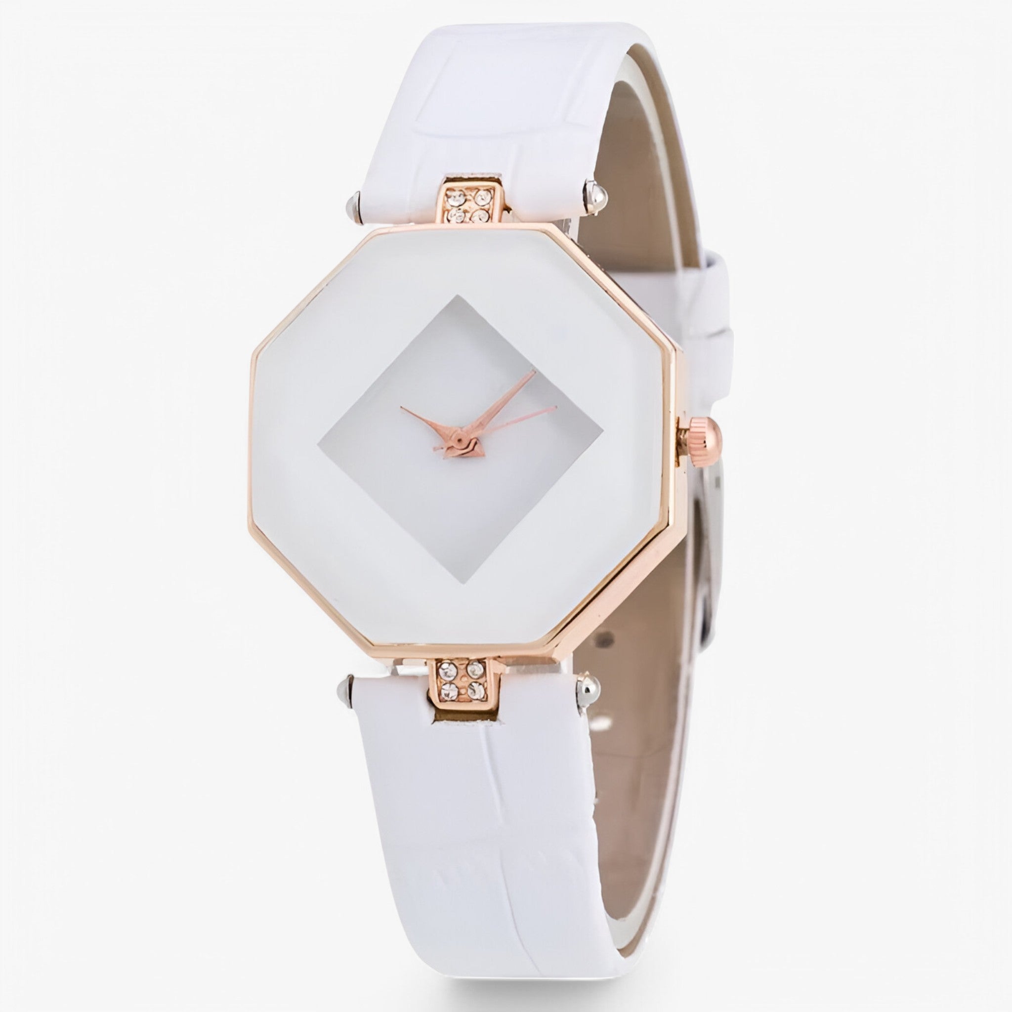 Orologio da donna in pelle con dettagli dorati e cristalli - Bian - cristalli dettagli donna dorati female watch orologio orologio donna pelle watch for women watches - Concept Palermo