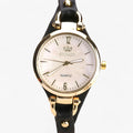 Orologio Donna Sottile con Bracciale in Pelle PU Nero Elegante Minimalista