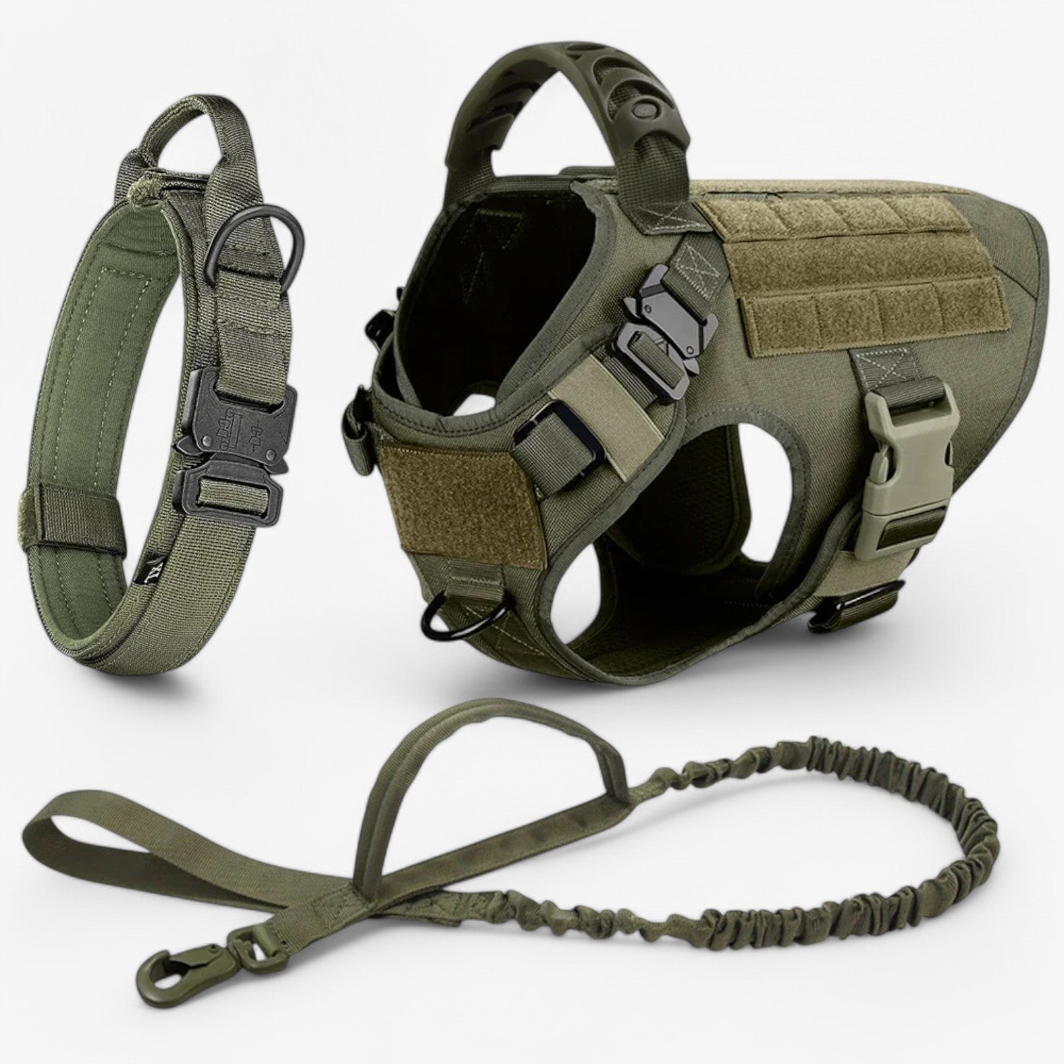 Imbracatura Tattica Militare Nera Regolabile in Nylon per Cani Grandi con Gilet e Maniglia - Set Verde - addestramento attrezzatura cani confortevole dog DOG SUPPLIES donna imbracatura imbracatura tattica pets & supplies - Concept Palermo