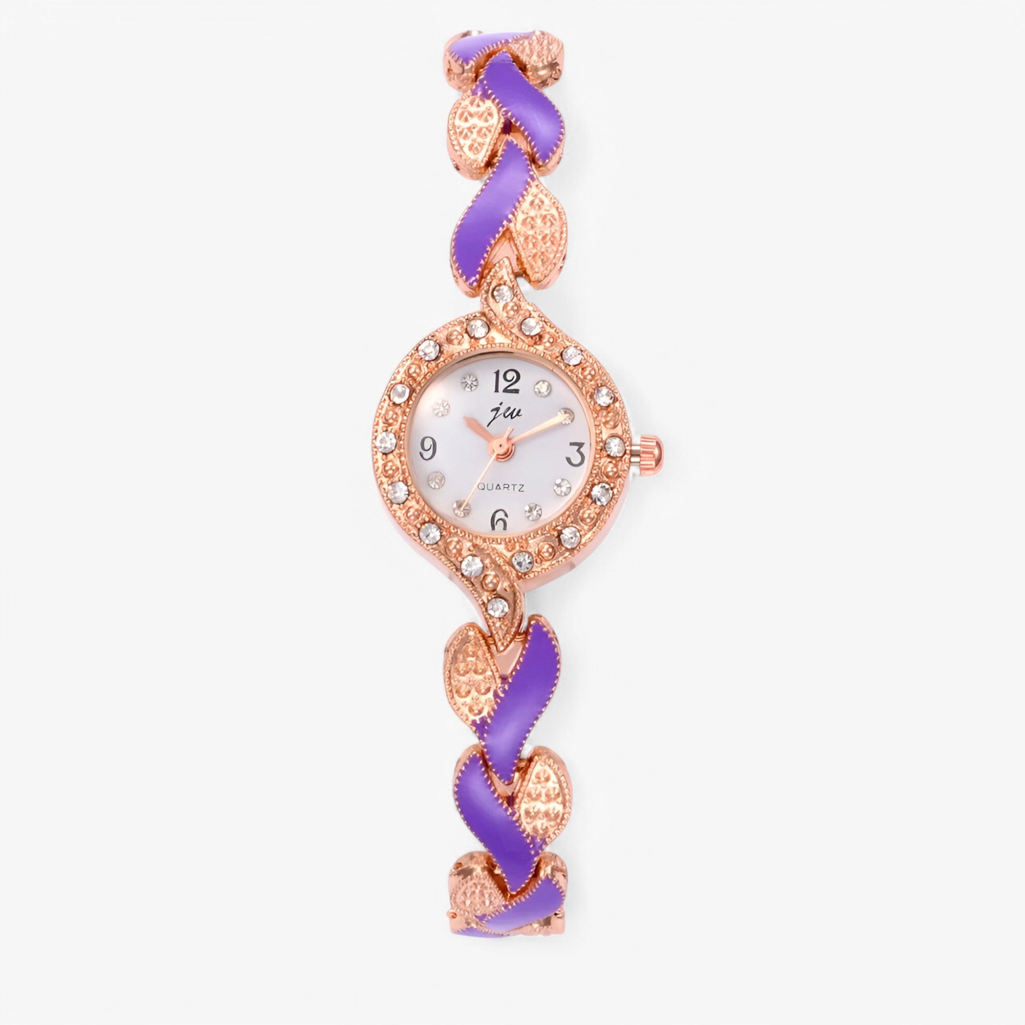 Orologio da donna in acciaio con strass e movimento al quarzo - Viola - accessoires acciaio donna horloges movimento orologio orologio donna quarzo strass watches - Concept Palermo