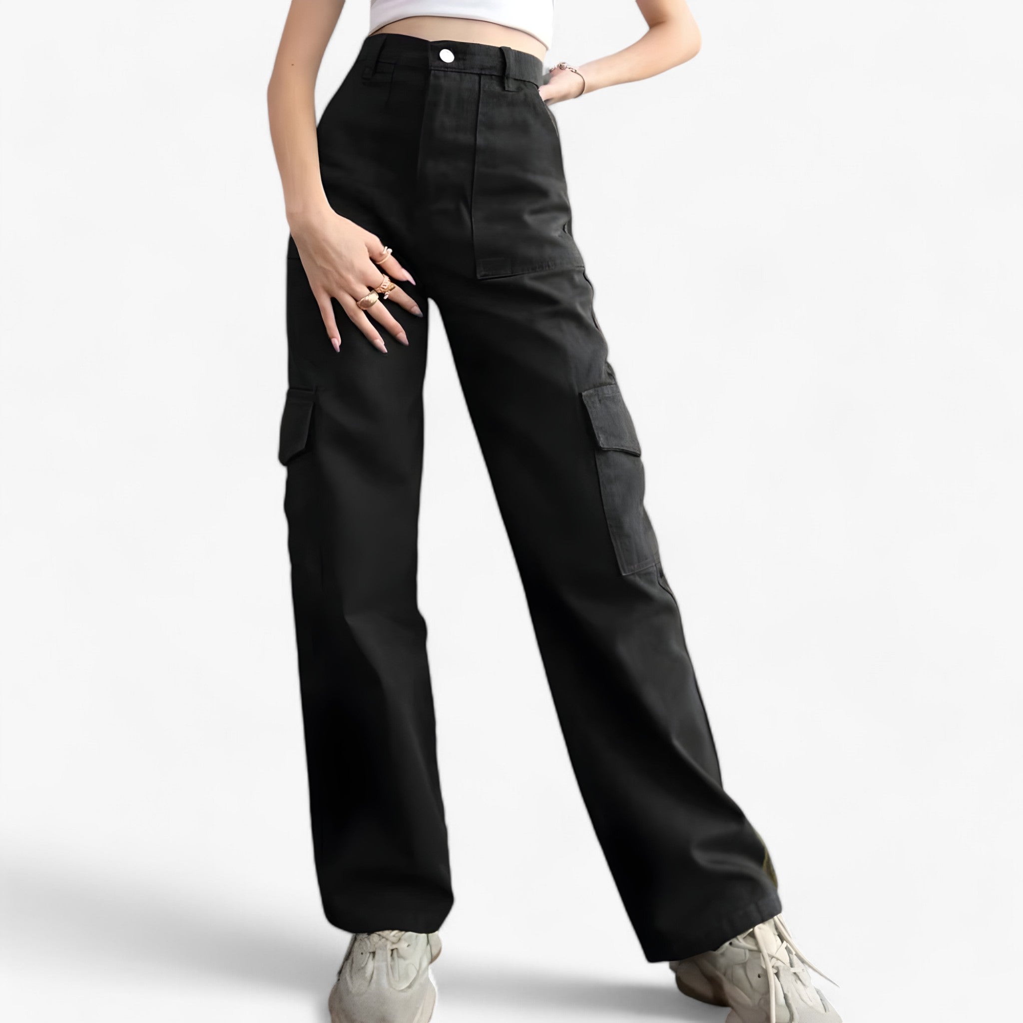Pantaloni cargo - Streetwear e vestibilità comoda - Nero - cargo comoda pantaloni pantaloni cargo pants streetwear vestibilità women pants - Concept Palermo