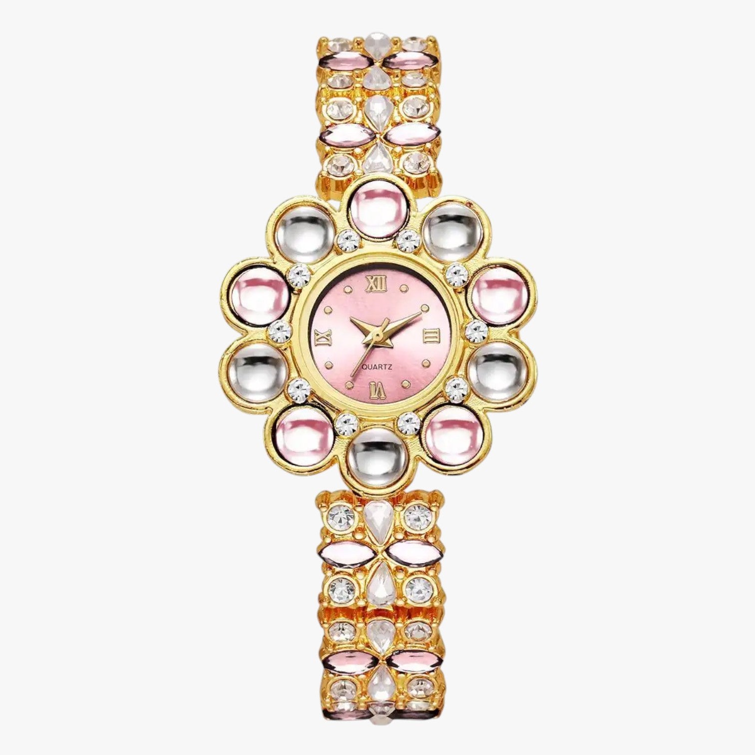 Orologio con quadrante a fiori in cristallo Donna - Rosa - cristallo donna female watch fiori ladies watch orologio orologio quadrante quadrante watch watch for women watches - Concept Palermo