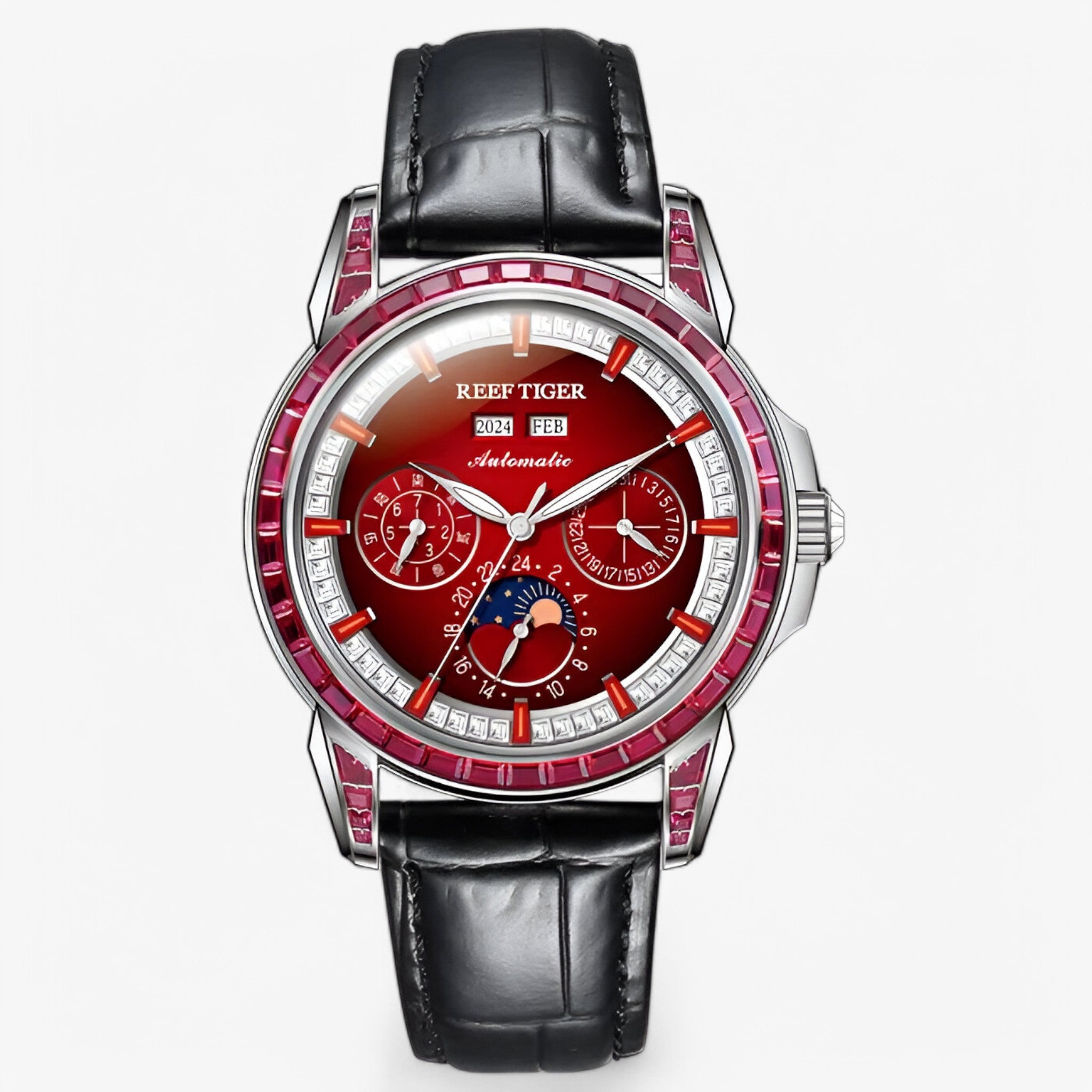 Orologio Meccanico da Uomo Multi-Quadrante, Automatico, in Acciaio Inox - rosso - meccanico mens watch multi orologio orologio meccanico quadrante uomo watch for men watches - Concept Palermo