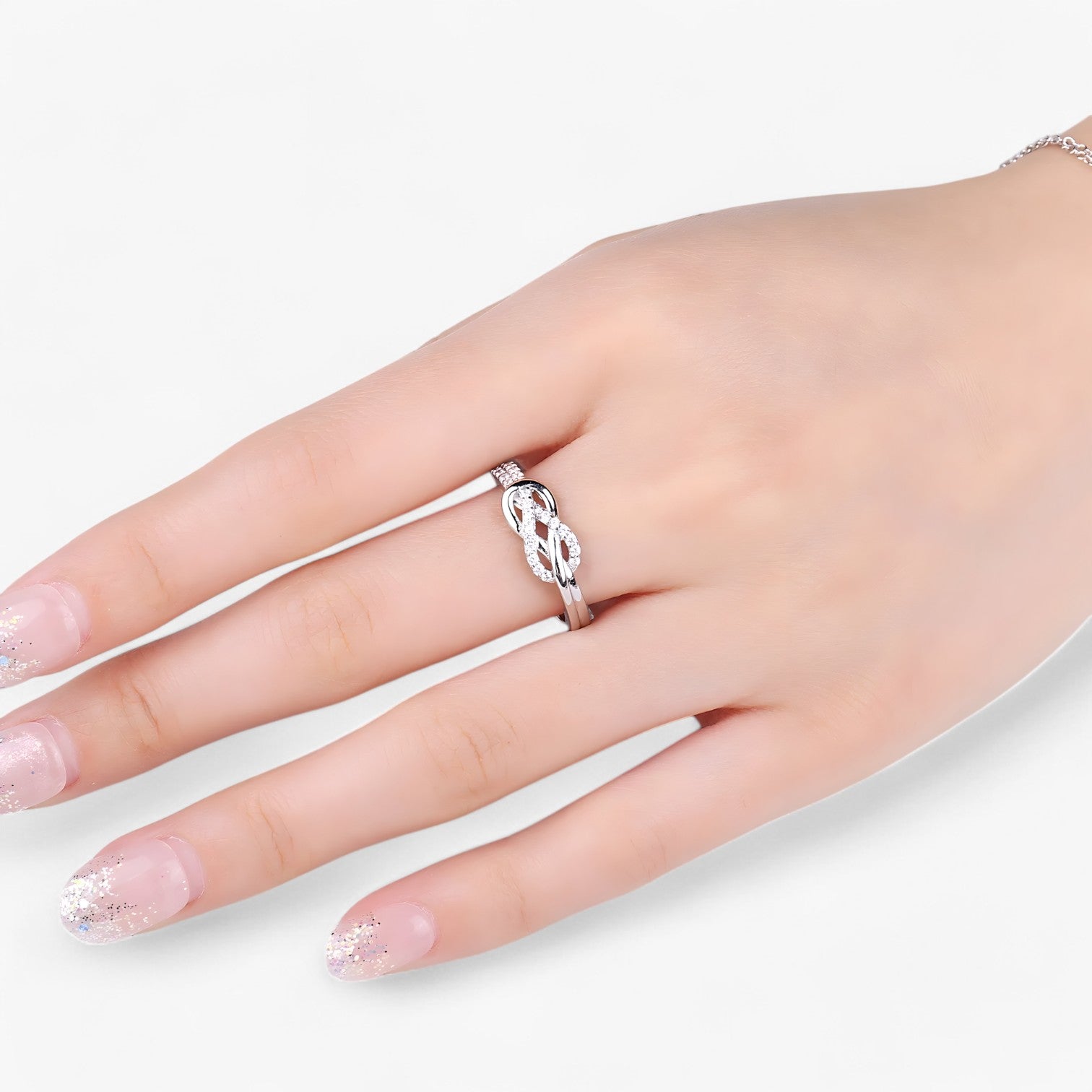 Anello Argento Sterling 925 Donna, Design Elegante con Zirconi Bianchi, Misura Regolabile - - Accessories Jewelry eleganza eleganza tempo jewelry Rings sterling tempo - Concept Palermo