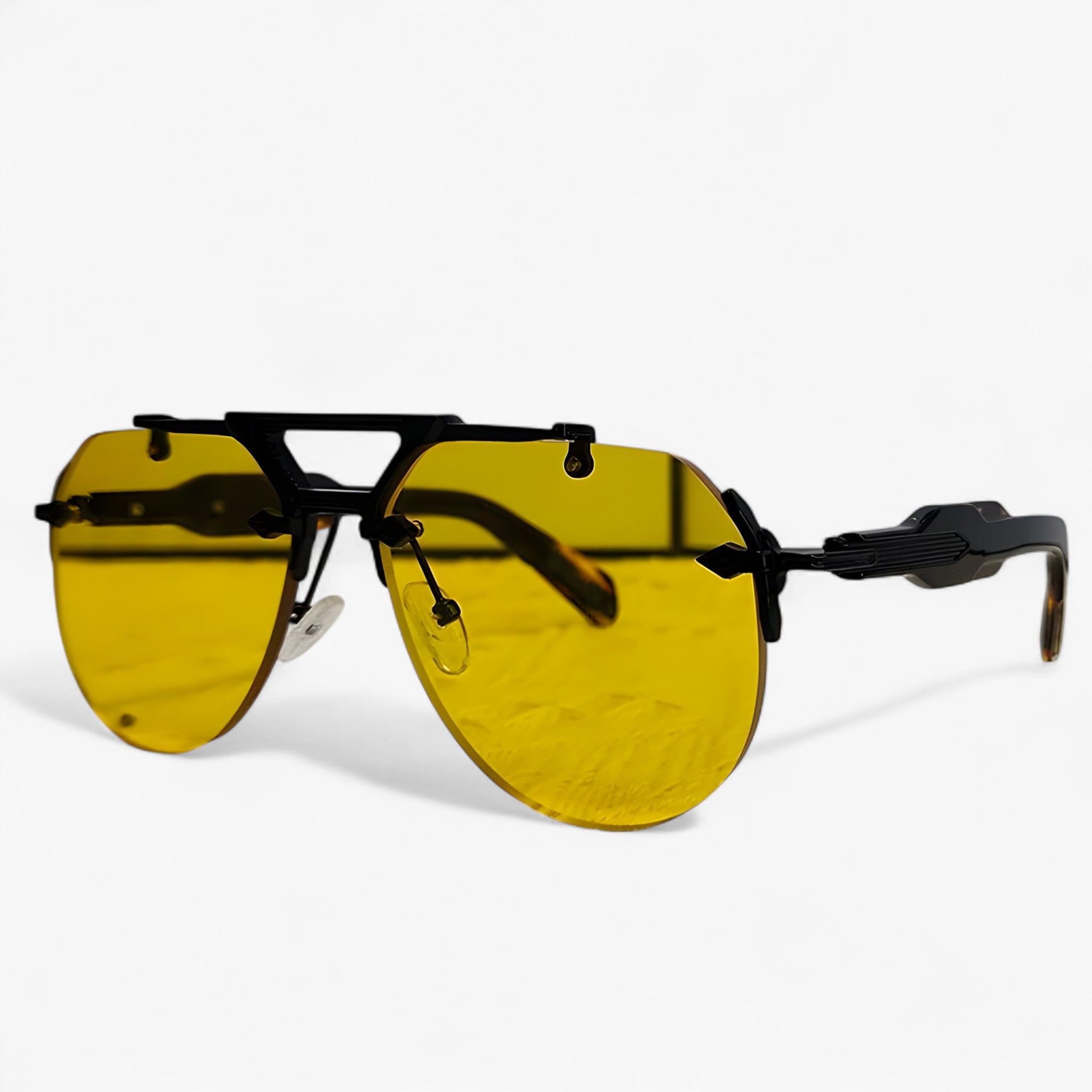 Occhiali da sole punk semi-senza montatura Uomo - NeroGiallo - accessoires montatura occhiali occhiali sole punk semi sole sunglasses uomo zonnebrillen - Concept Palermo