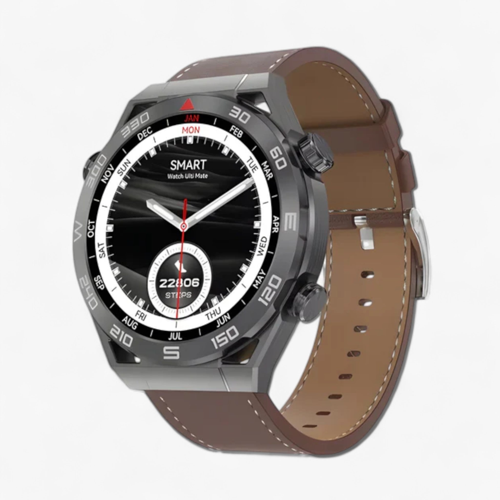 Smartwatch Uomo Nero con GPS, NFC, Chiamate BT, ECG, Monitor Salute e Sport - Compatibile Android iOS - Cuoio nero - bluetooth chiamate Smart Watches uomini uomini chiamate watches wistwatches - Concept Palermo