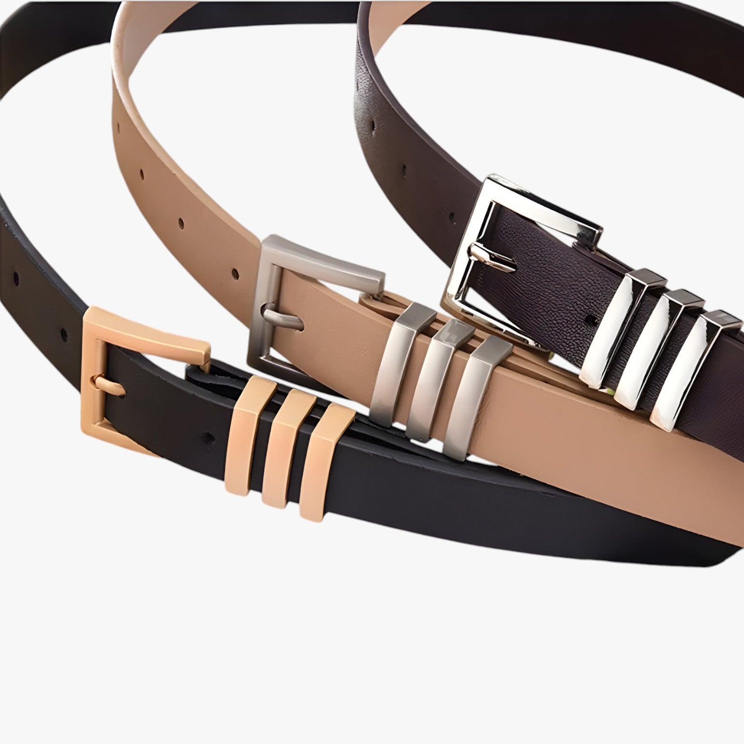 Cintura Donna Elegante Nera con Fibbia Dorata Sottile in Ecopelle - - belt buckle women belts cintura cintura donna donna dorata fibbia stilosa Womens belt - Concept Palermo