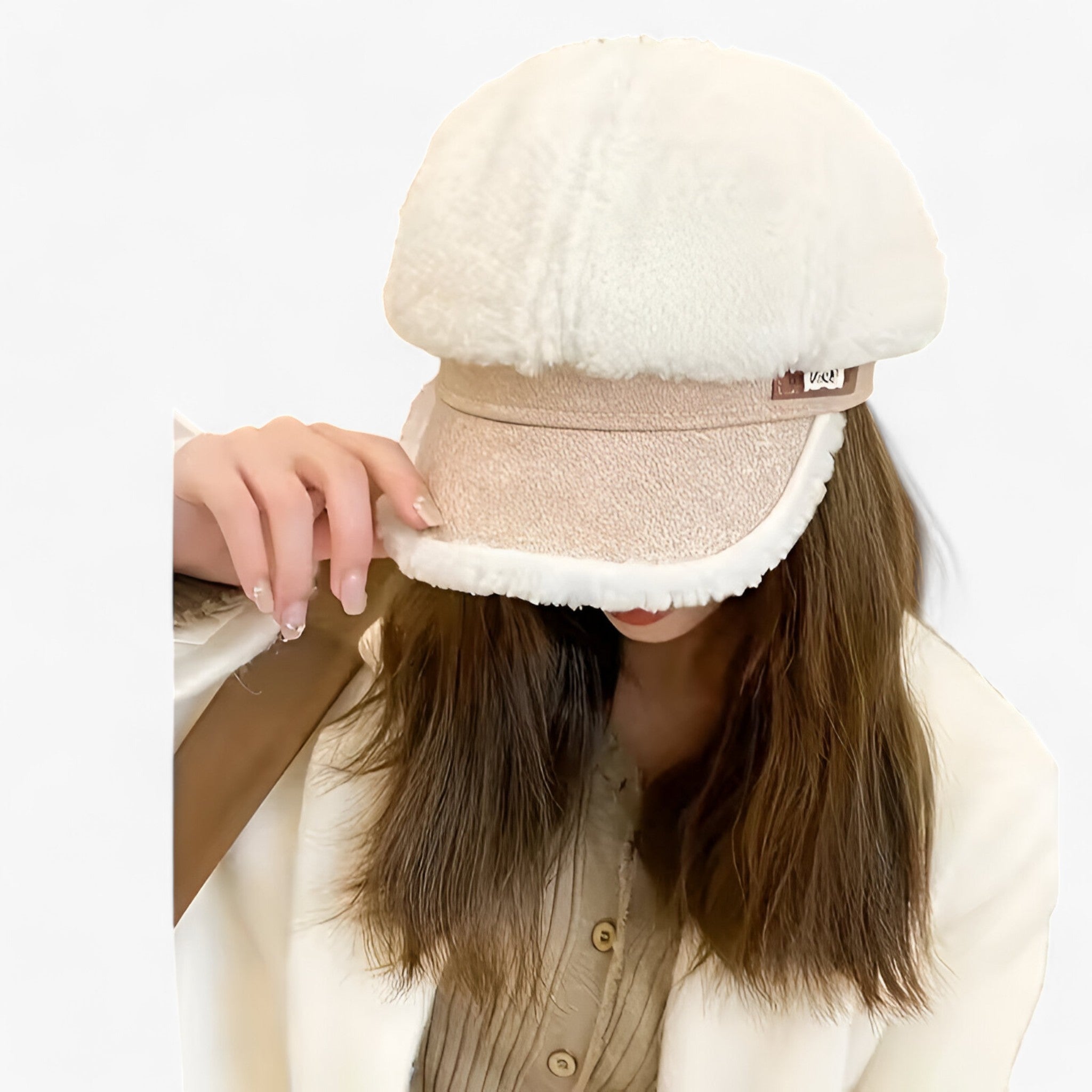 Cappello Octagonale in Pelliccia d'Agnello – Fascino Retrò con un Tocco Moderno - Beige - agnello cappello cappello octagonale fascino octagonale pelliccia retr tocco women's hat - Concept Palermo
