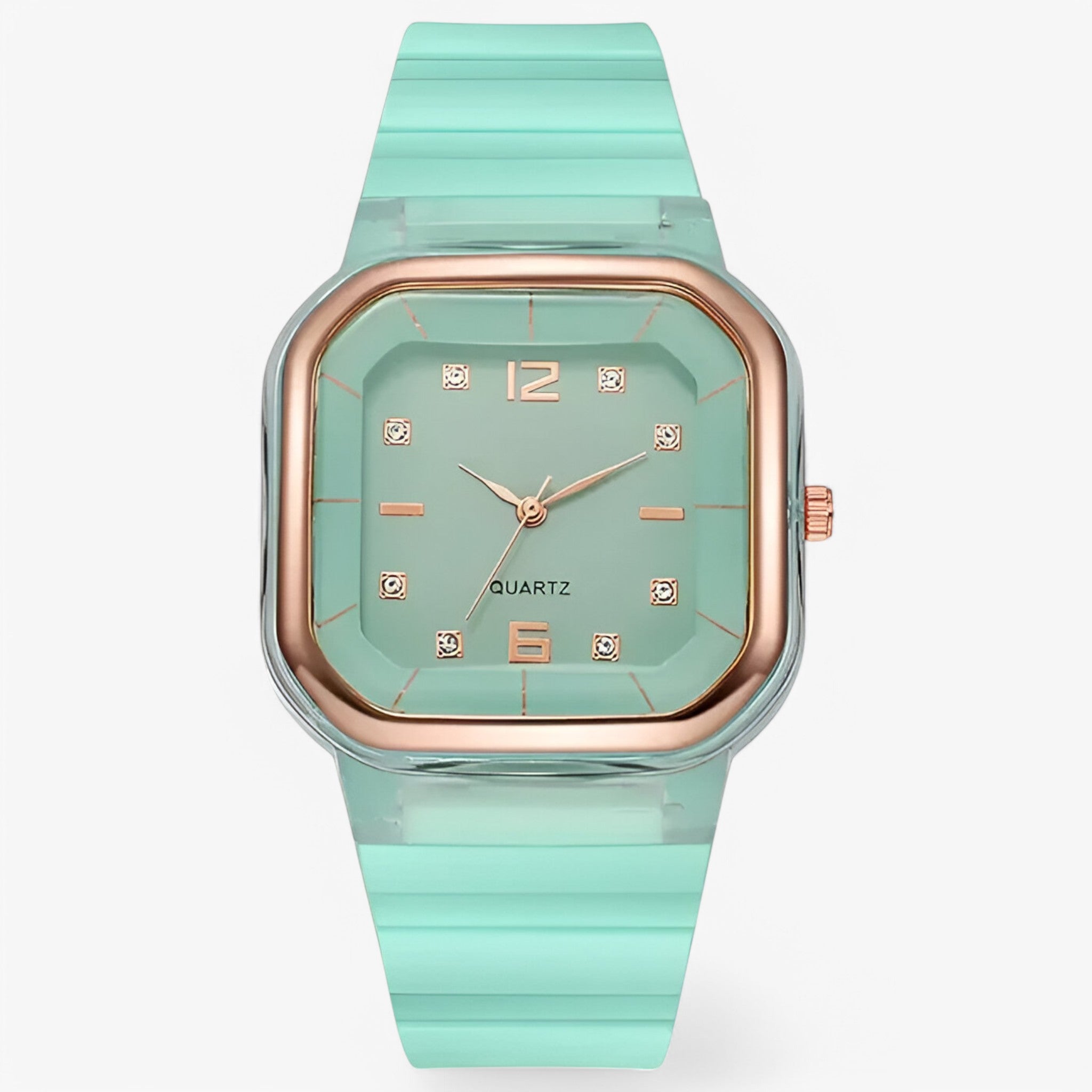 Orologio da donna in silicone con quadrante grande e dettagli strass - cielo blu - dettagli donna female watch orologio orologio donna quadrante silicone strass watch for women watches - Concept Palermo