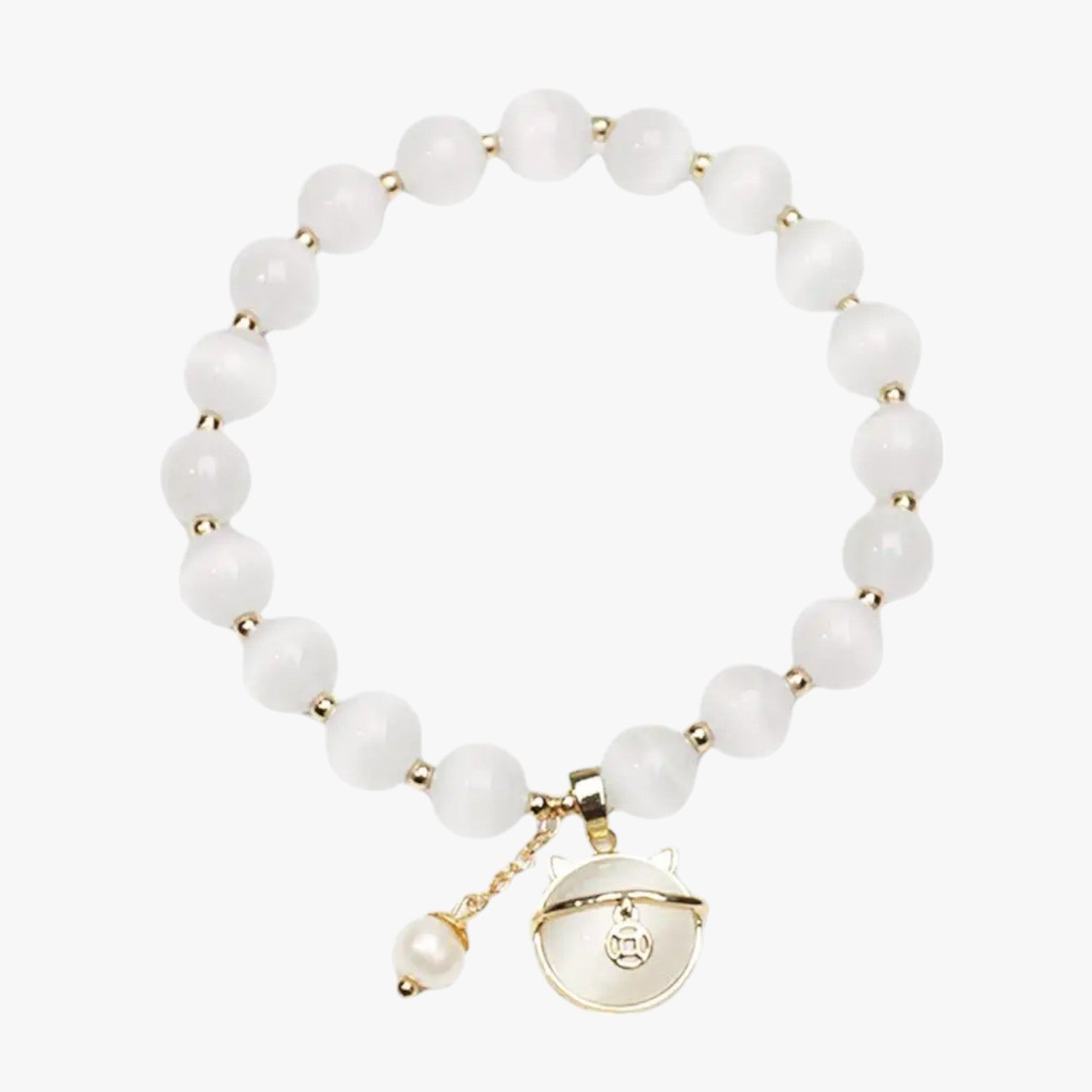 Bracciale con perline di opale e ciondolo a forma di gatto portafortuna, regalo e regolabile Donna - A - bracciale bracciale perline BRACELET BRACELET FOR WOMEN BRACELETS bracelets for women ciondolo donna forma gatto jewelry opale - Concept Palermo