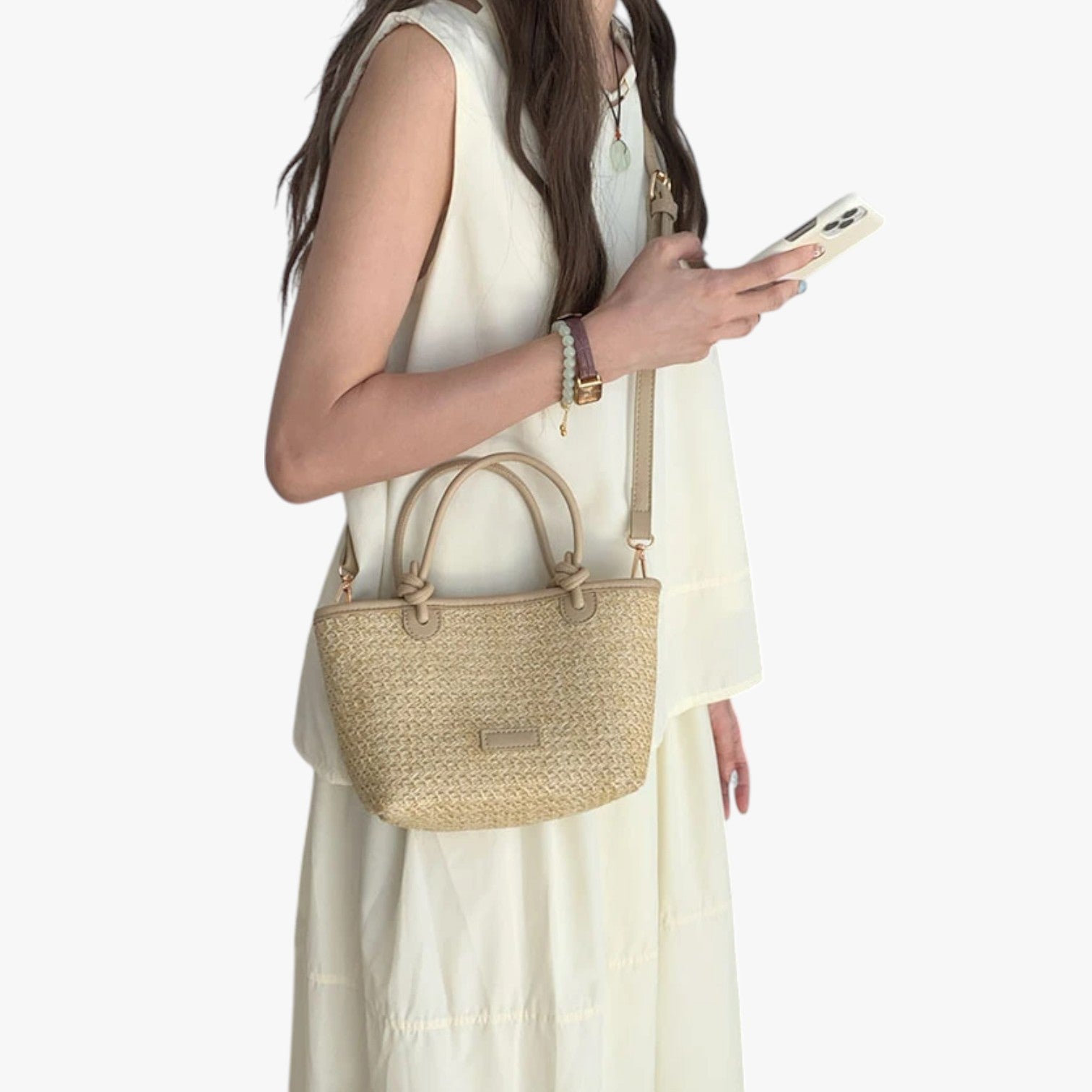Borsa Estiva in Paglia Leggera, Chic e Pronta per la Spiaggia - Apricot - bag Bags borsa borsa estiva chic estiva handbags leggera paglia pronta women bag women bags Women's handbags - Concept Palermo