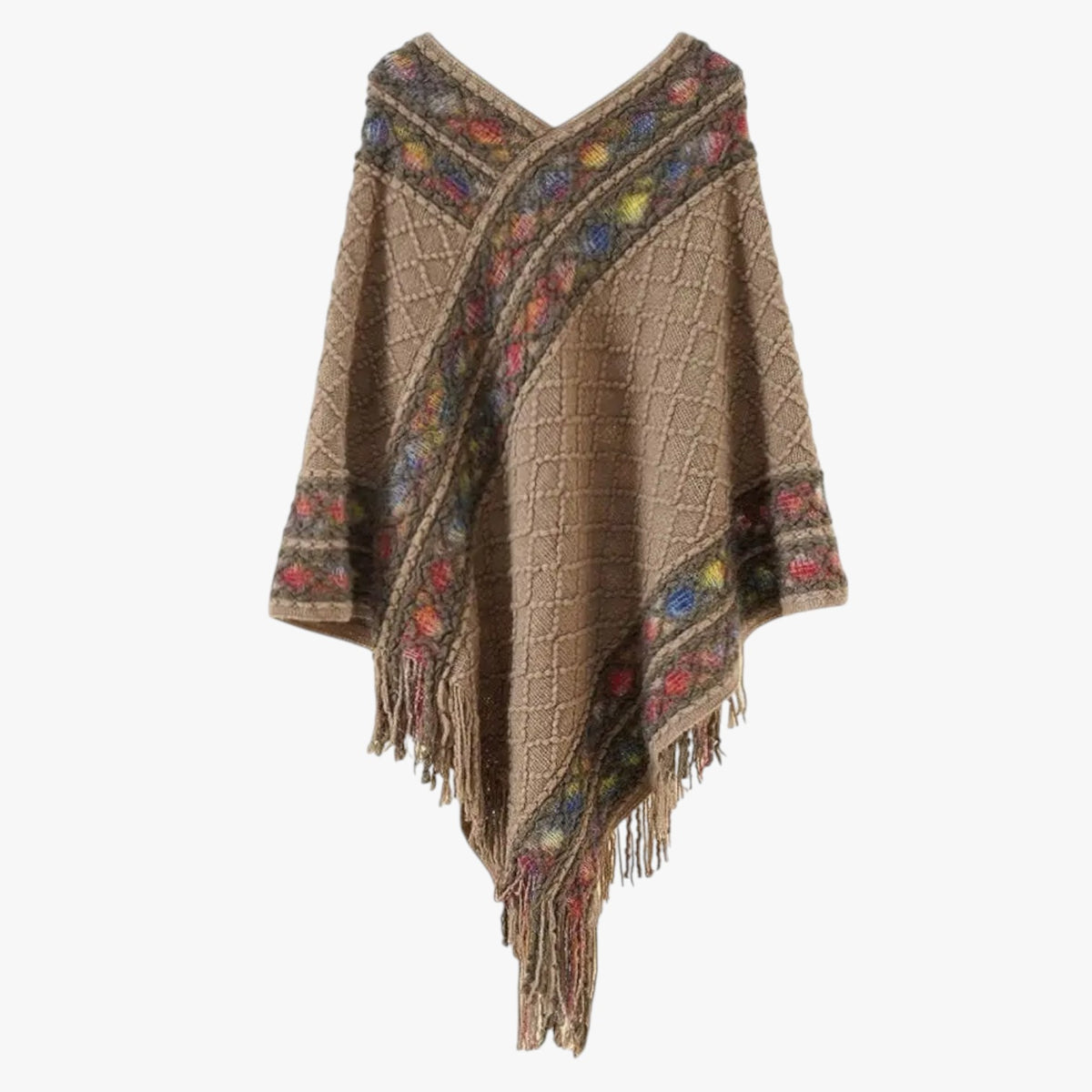 Poncho a righe con nappe - Calore e stile ovunque Cotone - - calore cotone Cotton nappe overig ovunque poncho poncho righe righe Solid stile Unisex - Concept Palermo