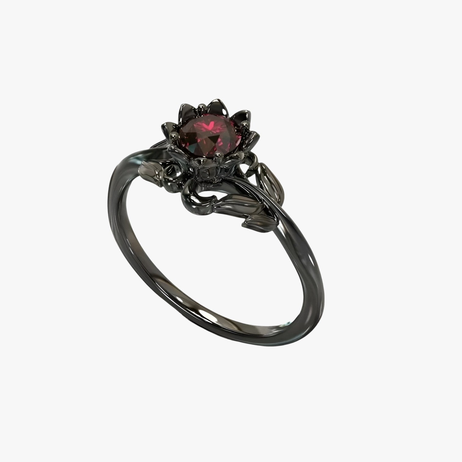 Rosa della Notte - Anello con pietra rossa per un look audace Uomo - Nero - anello audace jewelry look notte pietra Rings rossa uomo womens ring - Concept Palermo