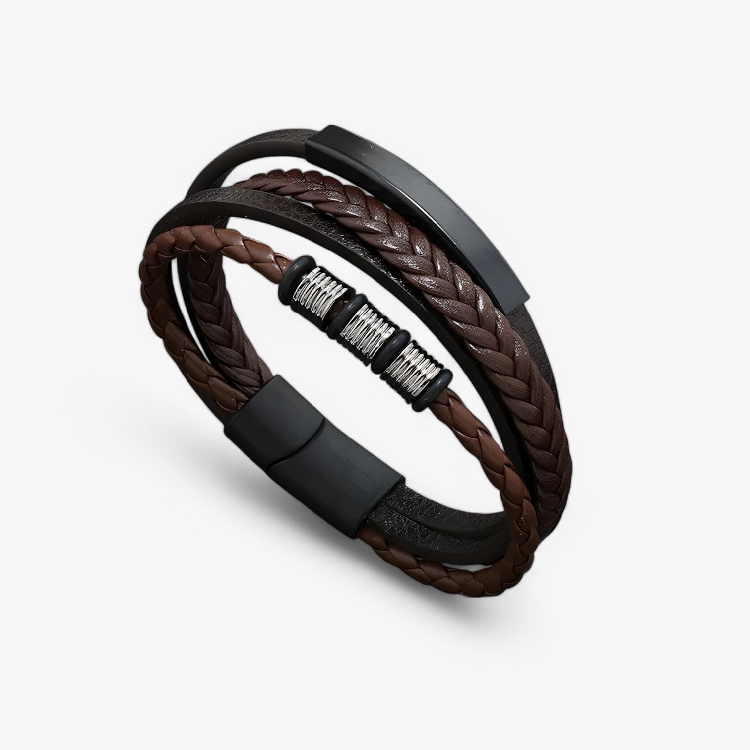 Bracciale in Pelle Robusto e Versatile Uomo - Marrone 21CM - bracciale bracciale pelle BRACELETS jewelry mens accessory mens bracelet pelle robusto uomo versatile - Concept Palermo