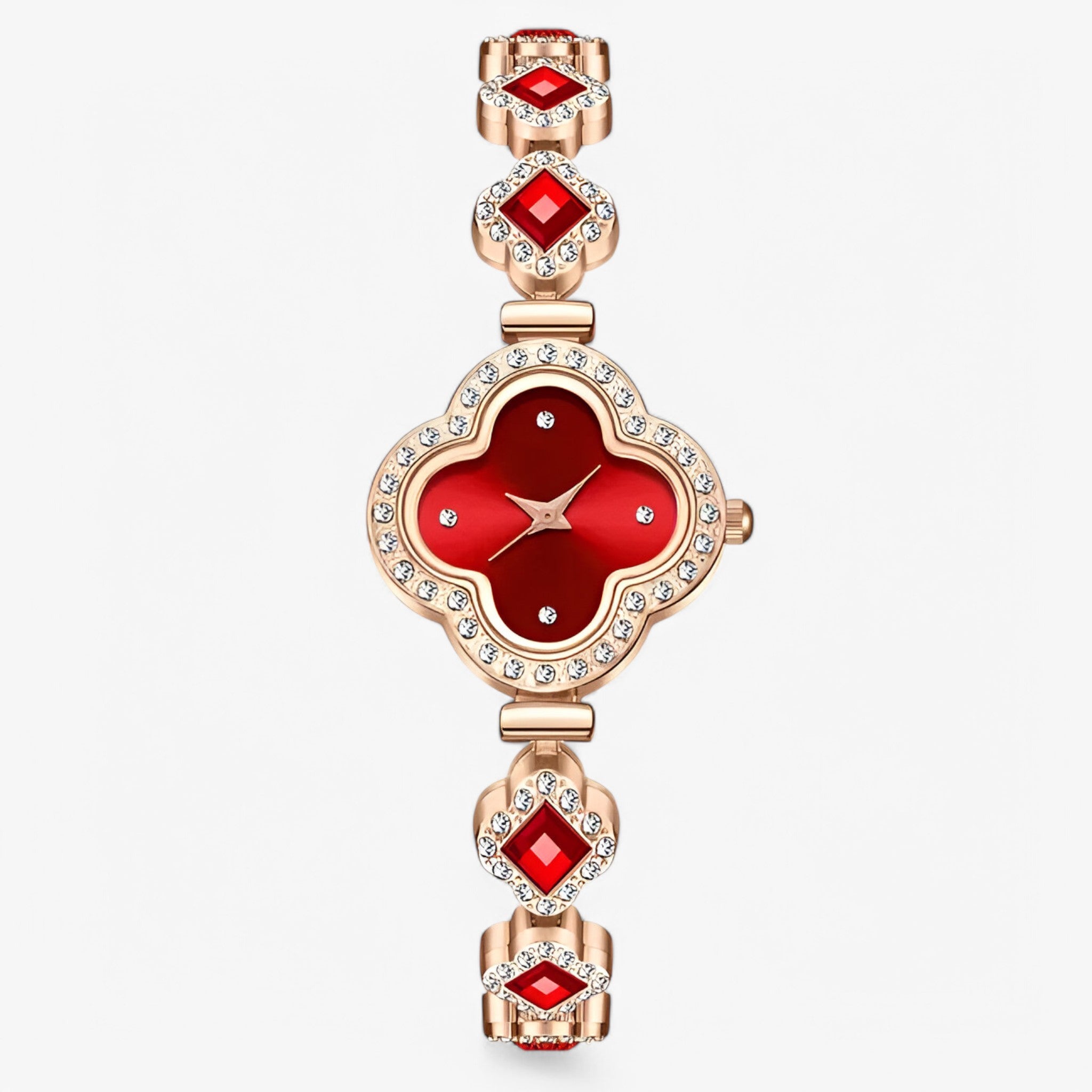 Orologio al quarzo con quadrifoglio e intarsio di diamanti - Rossa - diamanti female watch intarsio orologio orologio quarzo quadrifoglio quarzo watch for women watches - Concept Palermo