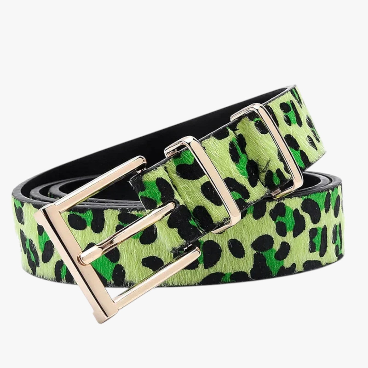 Cintura Donna in Vera Pelle Leopardata con Fibbia Elegante - Verde - Belts cintura cintura pelle fibbia leopardata pelle waist belt for women Womens belt - Concept Palermo