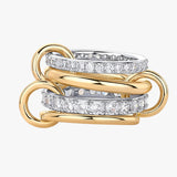 Damesring van 18K goud met witte zirkonia - dunne, stapelbare, elegante en glanzende trouwring