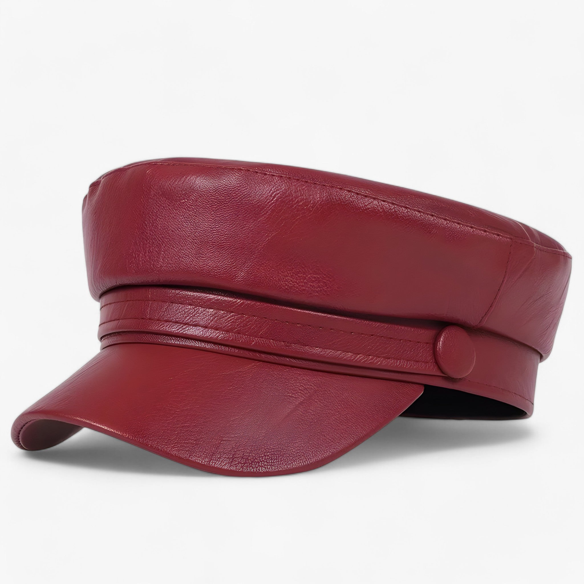 Cappello Donna Nova piatto ottagonale in pelle PU nero elegante - Vino rosso - cappello cappello donna donna nova ottagonale pelle piatto women's hat - Concept Palermo