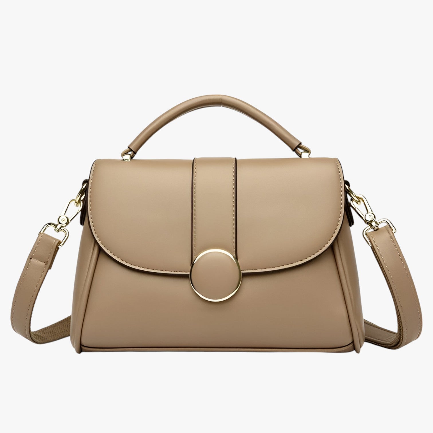 Borsa a Tracolla Donna Nera in Vera Pelle Elegante con Patta e Chiusura Magnetica - Khaki - Bags borsa borsa tracolla donna firmata handbags tracolla women bags Women's handbags - Concept Palermo