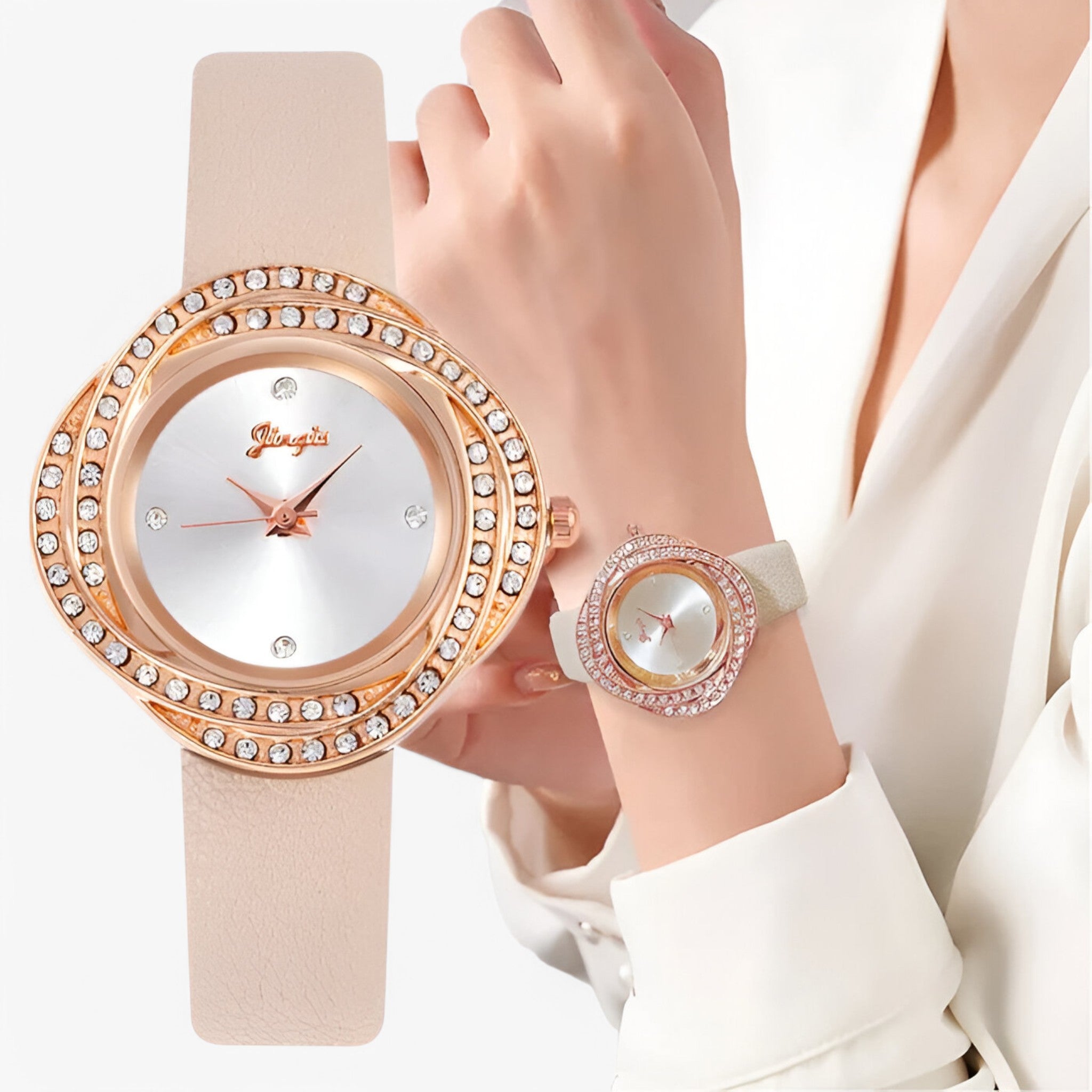 Orologio da donna in pelle con quadrante a strass irregolari - - donna female watch irregolari orologio orologio donna pelle quadrante strass watch for women watches - Concept Palermo