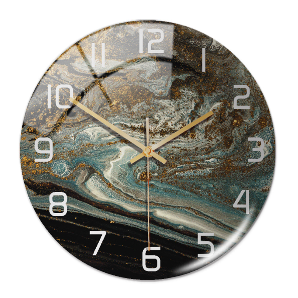 Orologio da Parete Silenzioso Ø30cm, Effetto Marmo Bianco Lusso Moderno per Soggiorno/Ufficio - Blu rame - clocks marmo orologio orologio marmo tempo wall clocks - Concept Palermo