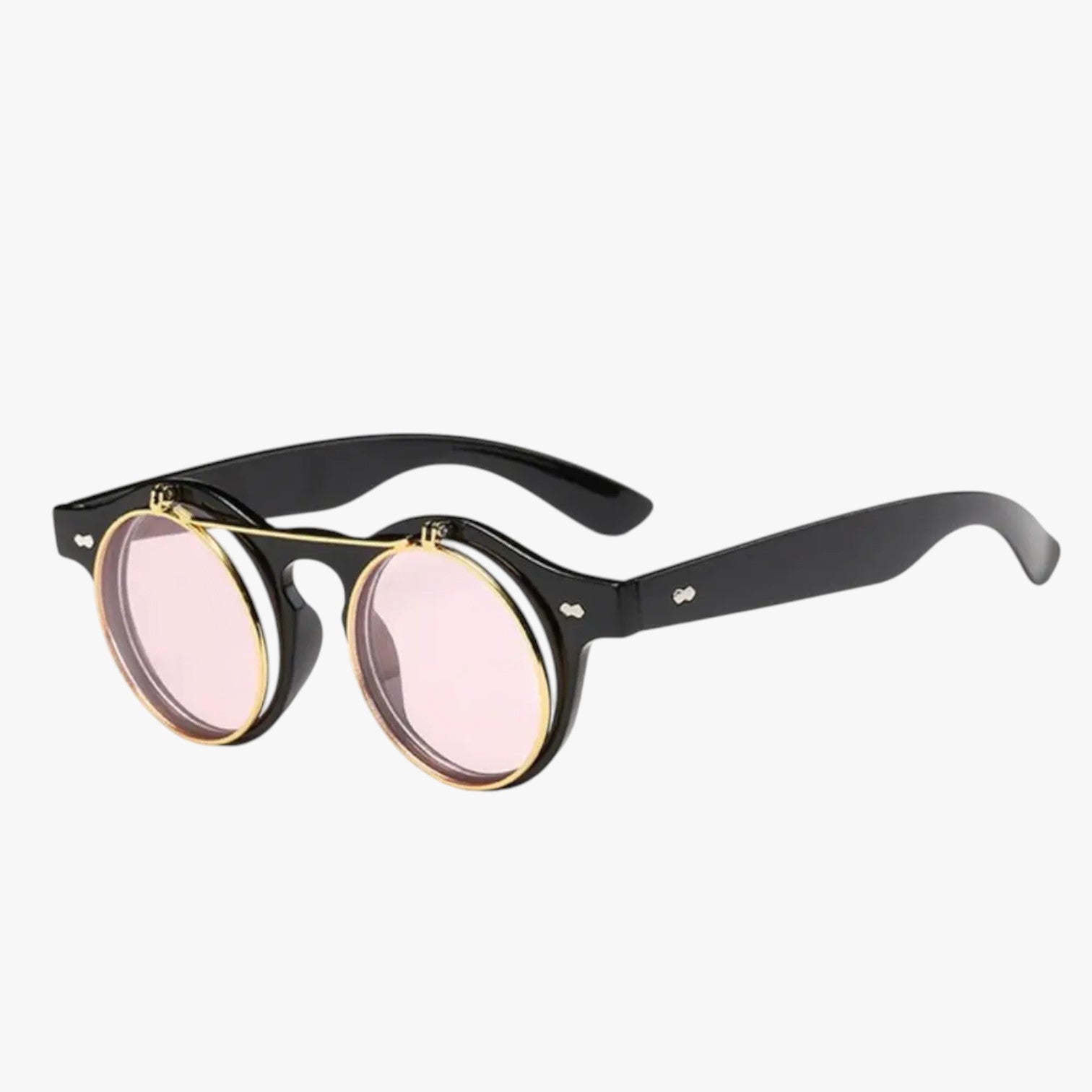 Occhiali da Sole Retrò Unisex Doppia Lente Flip & Protezione UV Punk Uomo - nero rosa - doppia Fashion Sunglasses flip lente mens sunglasses occhiali occhiali sole protezione punk retr Sunglasses - Concept Palermo