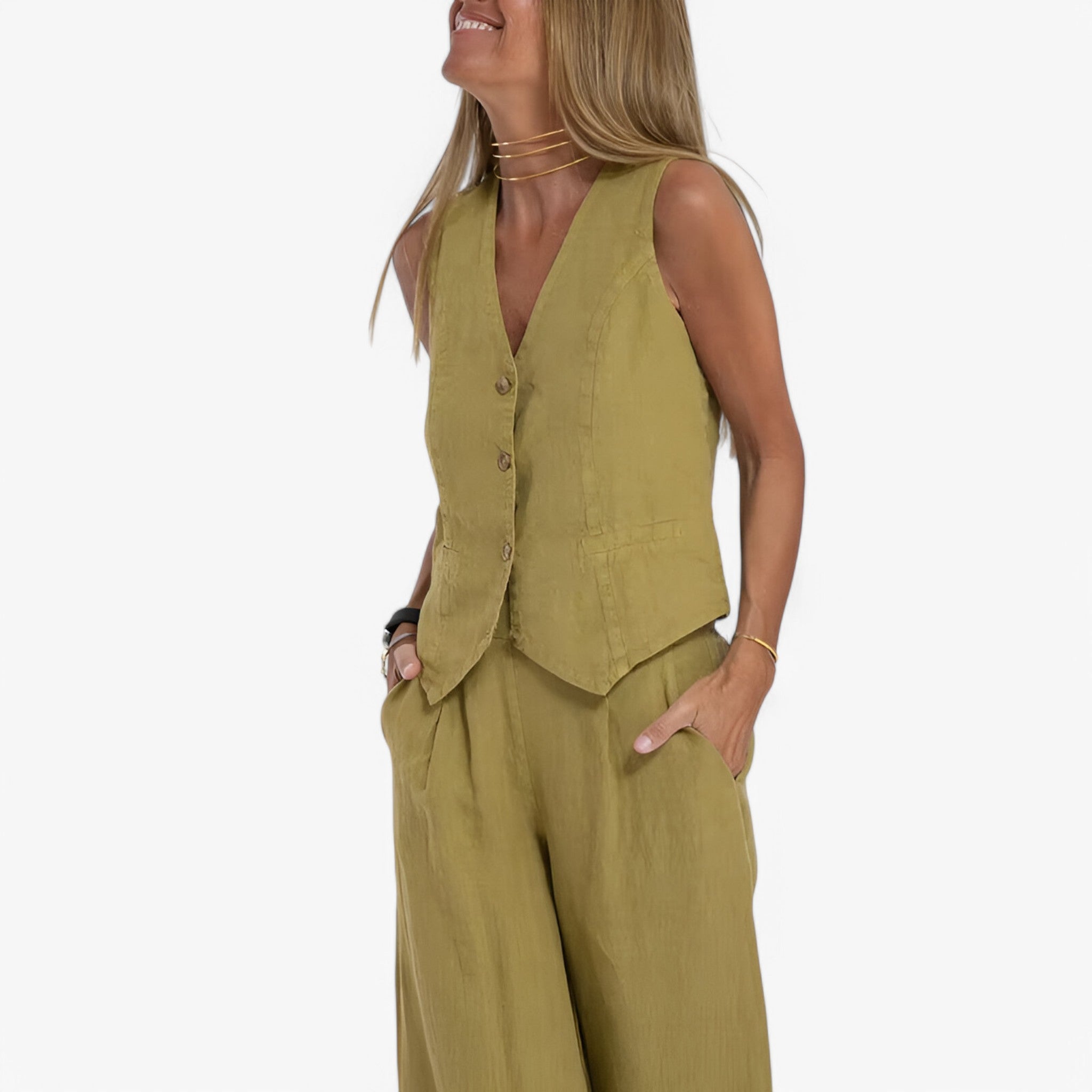 Gilet senza maniche (con pantaloni coordinati gratuiti) - - coordinati gilet gilet maniche gratuiti maniche outfit sets pantaloni - Concept Palermo