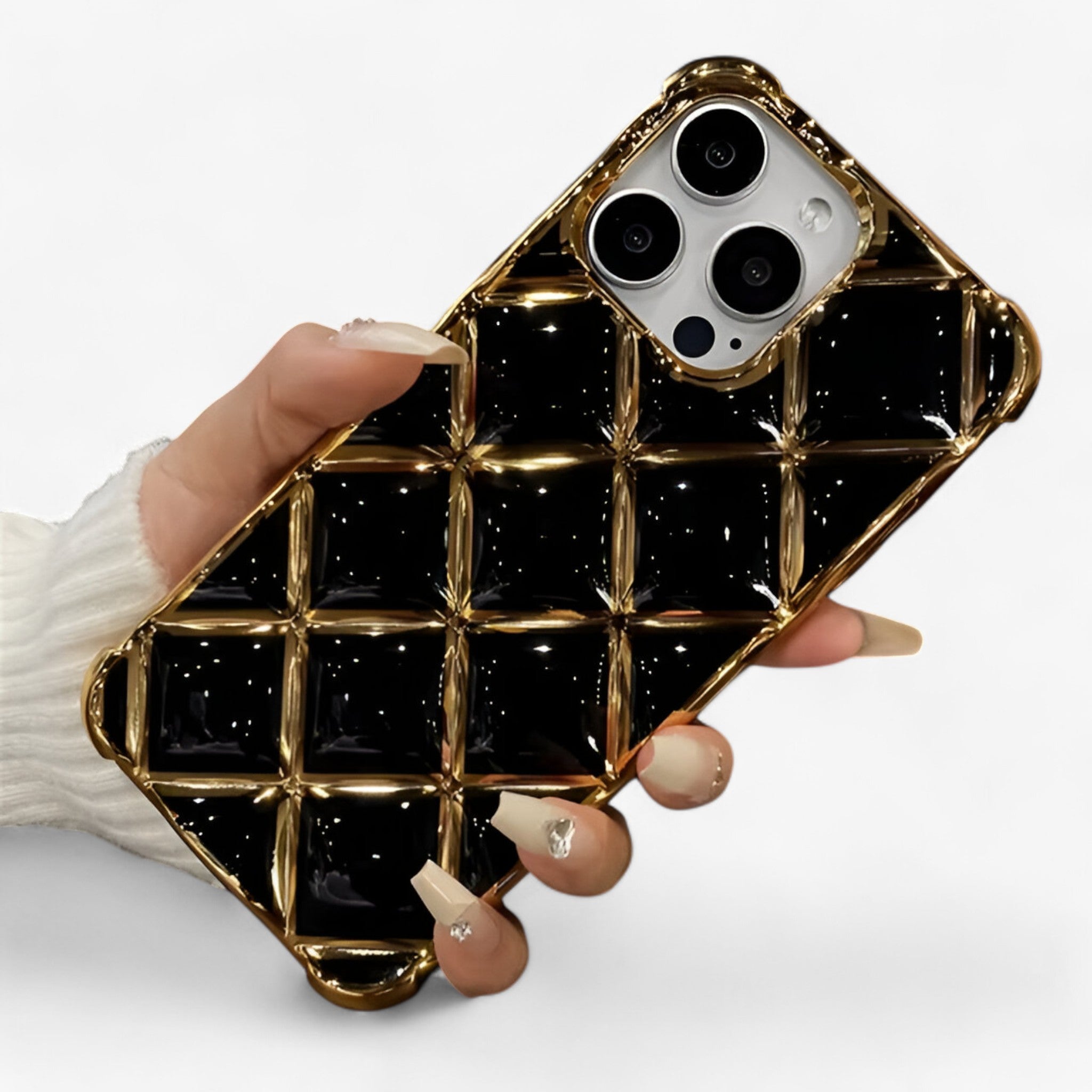 Cover iPhone [Modello] Glitter Diamantata Trasparente Antiurto Rigida in Silicone - Nero - custodia custodia telefono diamond gadgets grid telefono - Concept Palermo