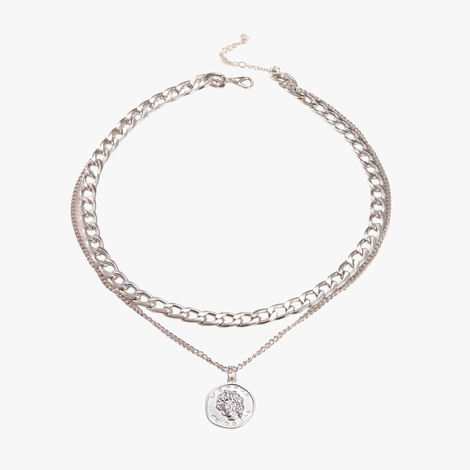 Collana con Monete a Più Strati Lana Donna - Colore argento - collana collana monete donna jewelry lana monete Necklace NECKLACES Necklaces for Women strati - Concept Palermo