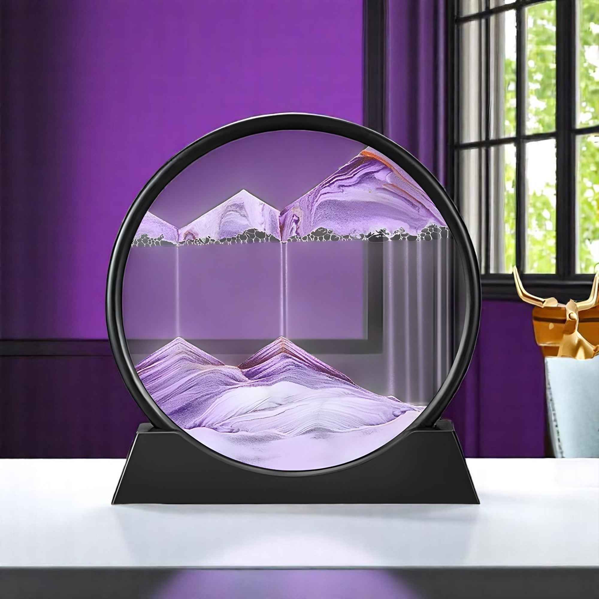 Quadro di Sabbia Mobile 3D Decorativo in Vetro – Paesaggio Rilassante per Ufficio/Casa - Viola - art de sable art en verre art visuel atmosphère apaisante cadeau décoratif cross-from-marche-lino-15392234176861 design élégant décor décor verre décoration de bureau décoration intérieure homme mouvement New-google objet de décoration paysage en verre sable sable en mouvement verre - Concept Palermo