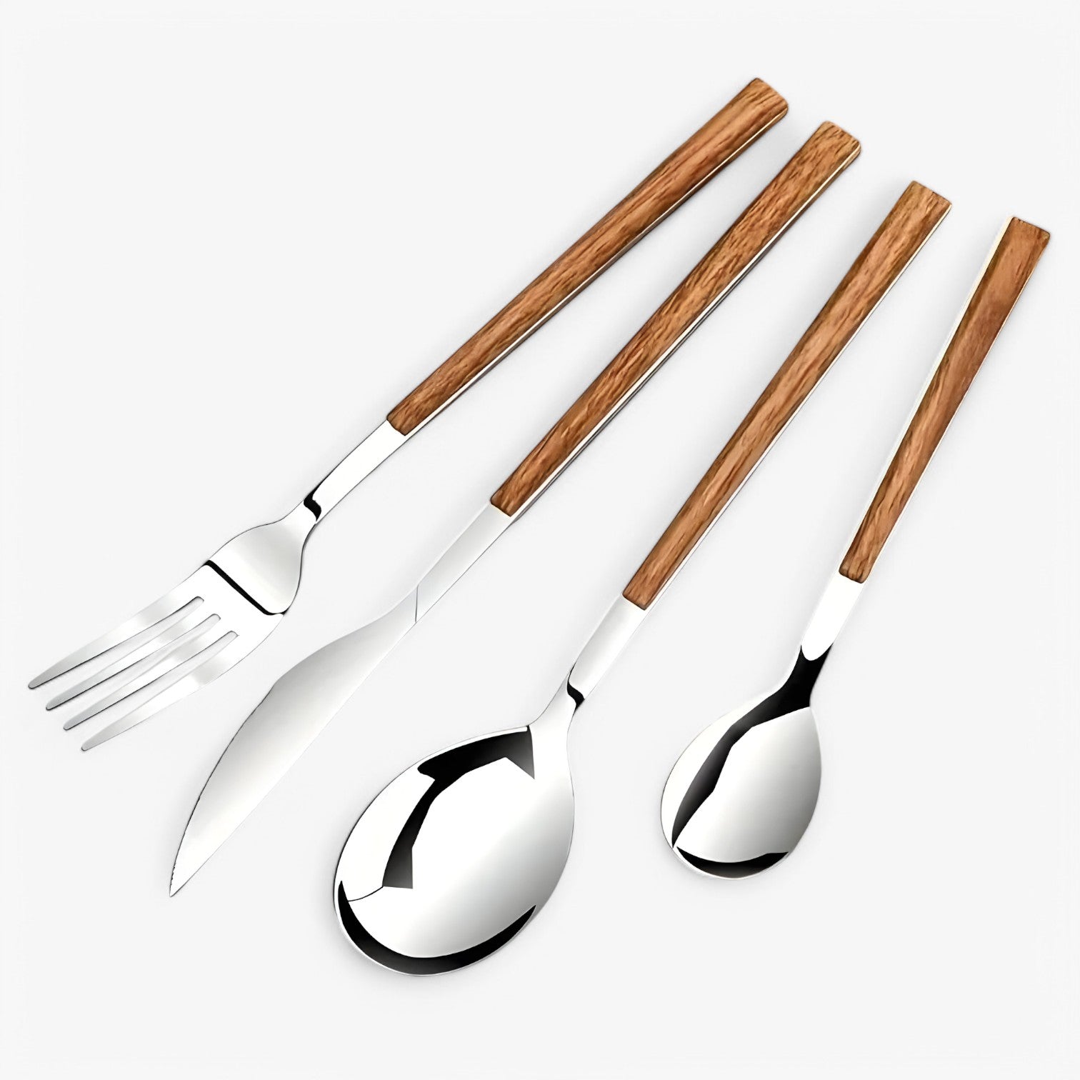 Set di Posate da 12 Pezzi – Manici in Legno, Lavabile in Lavastoviglie Acciaio - - acciaio Kitchen kitchen & dining kitchen accessory kitchen tools lavabile lavastoviglie legno manici pezzi posate - Concept Palermo
