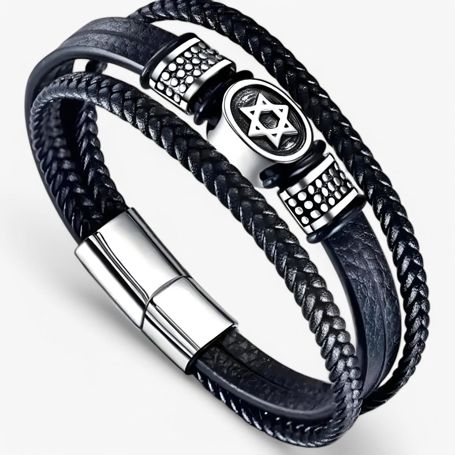 Bracciale in Cuoio a Strati con Chiusura Magnetica Uomo - - bracciale bracciale cuoio BRACELETS chiusura cuoio jewelry magnetica mens accessory mens bracelet strati uomo - Concept Palermo