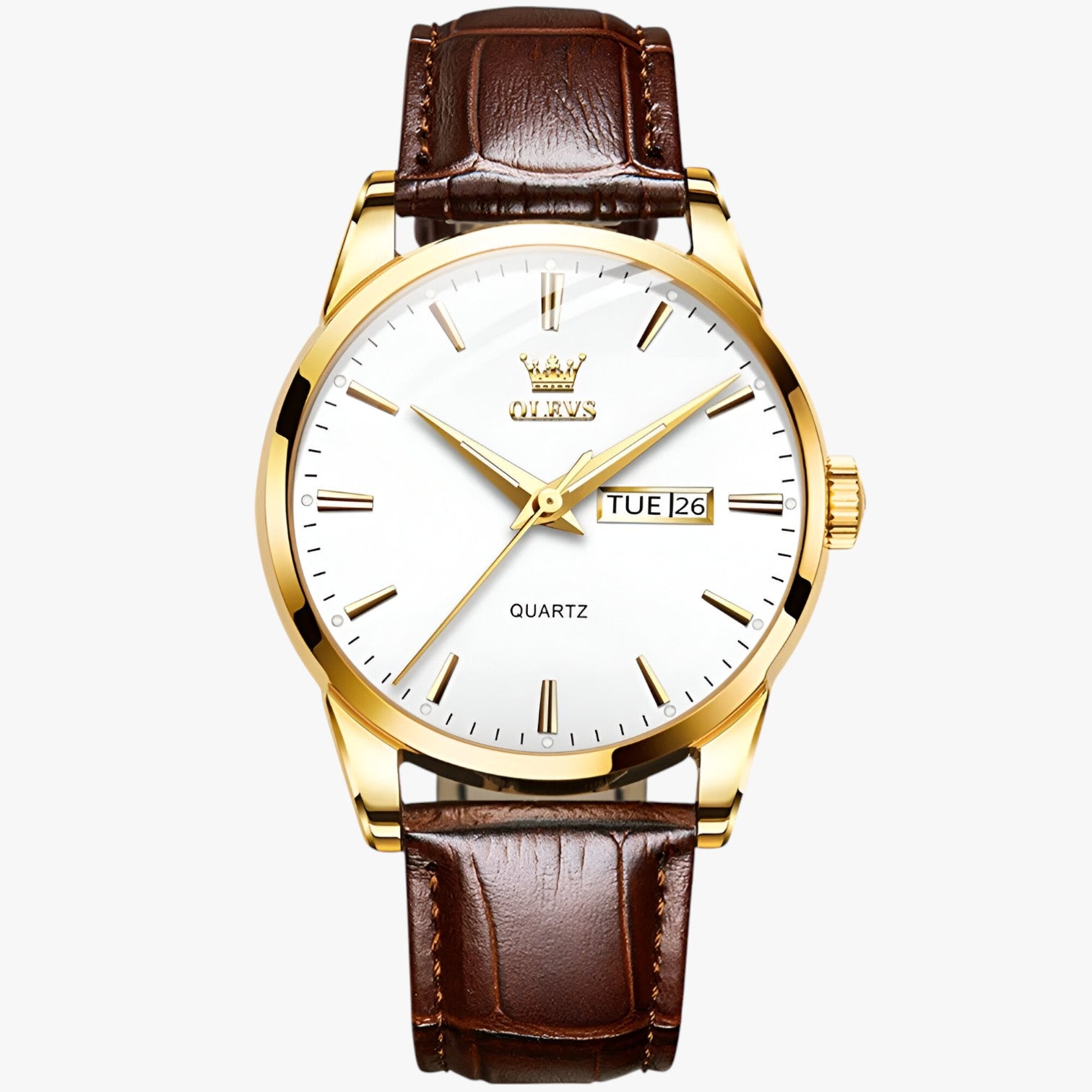 Orologio Classico da Uomo in Vera Pelle, Impermeabile, Elegante - Bianco dorato - impermeabile orologio orologio pelle pelle uomo watch watch for men watches WATCHES FOR MEN - Concept Palermo