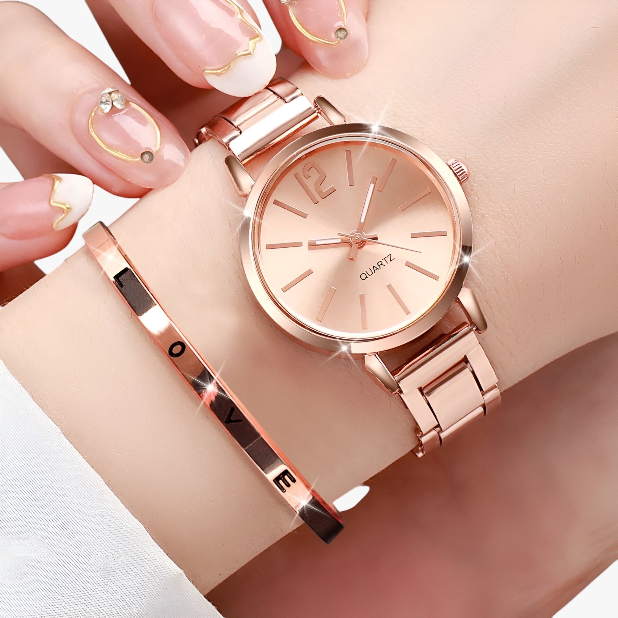 Set Orologio e Braccialetto – Eleganza e Stile Donna - Rosa - braccialetto donna eleganza ladies watch orologio orologio braccialetto stile watch for women watches wistwatches womens watch - Concept Palermo