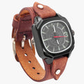Reloj vintage con correa de piel para hombre