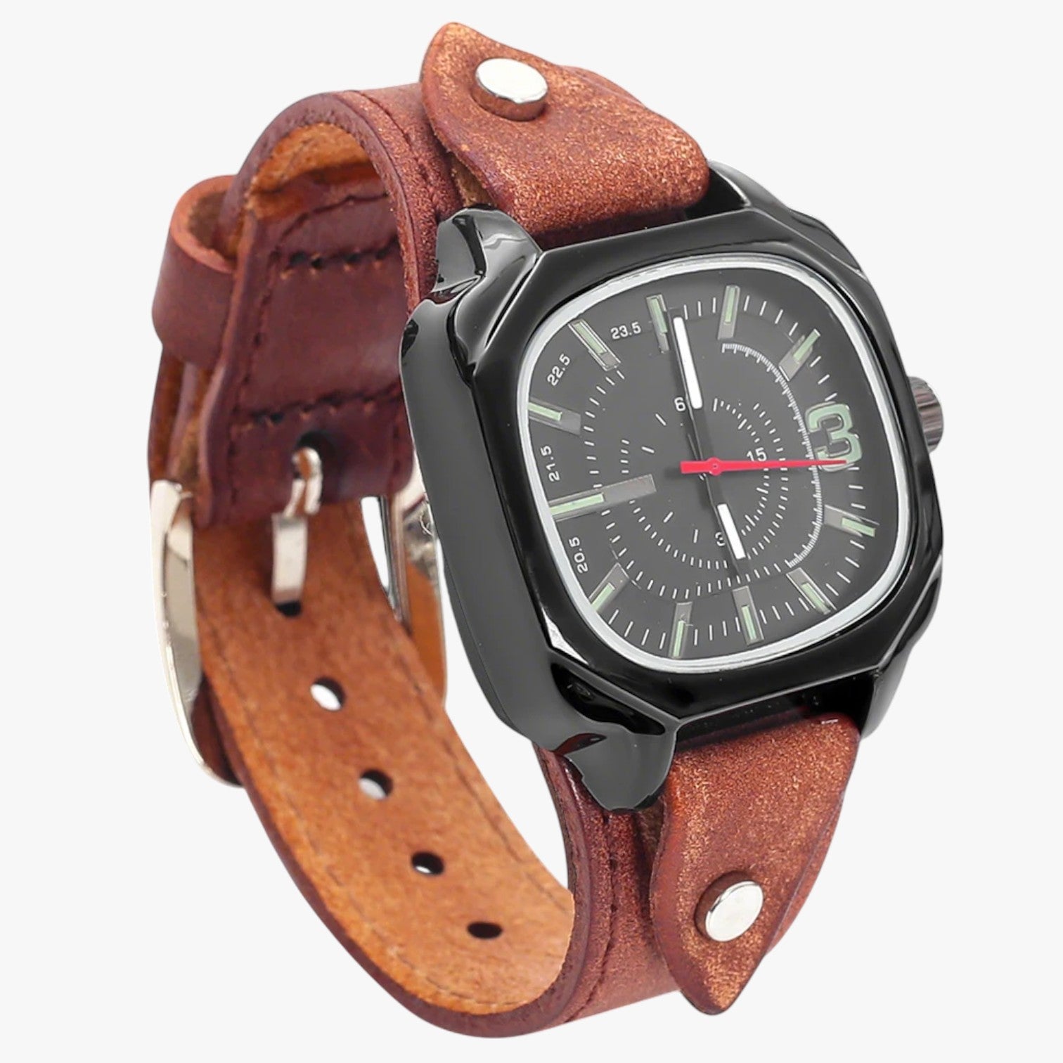 Orologio vintage con cinturino in pelle Uomo - Retro Marrone - cinturino orologio orologio vintage pelle uomo vintage watch watch for men watches - Concept Palermo