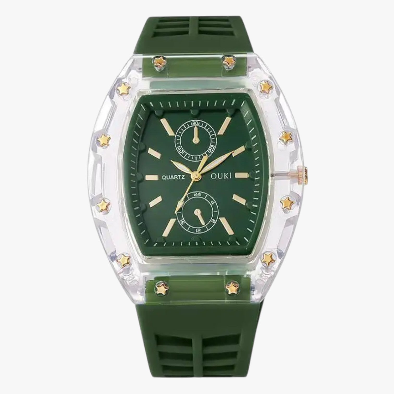 Orologio Casual Analogico da Uomo in Silicone Nero con Cinturino Regolabile - Verde senza scatola - analogico casual female watch ladies watch orologio orologio analogico silicone watch watch for women watches - Concept Palermo