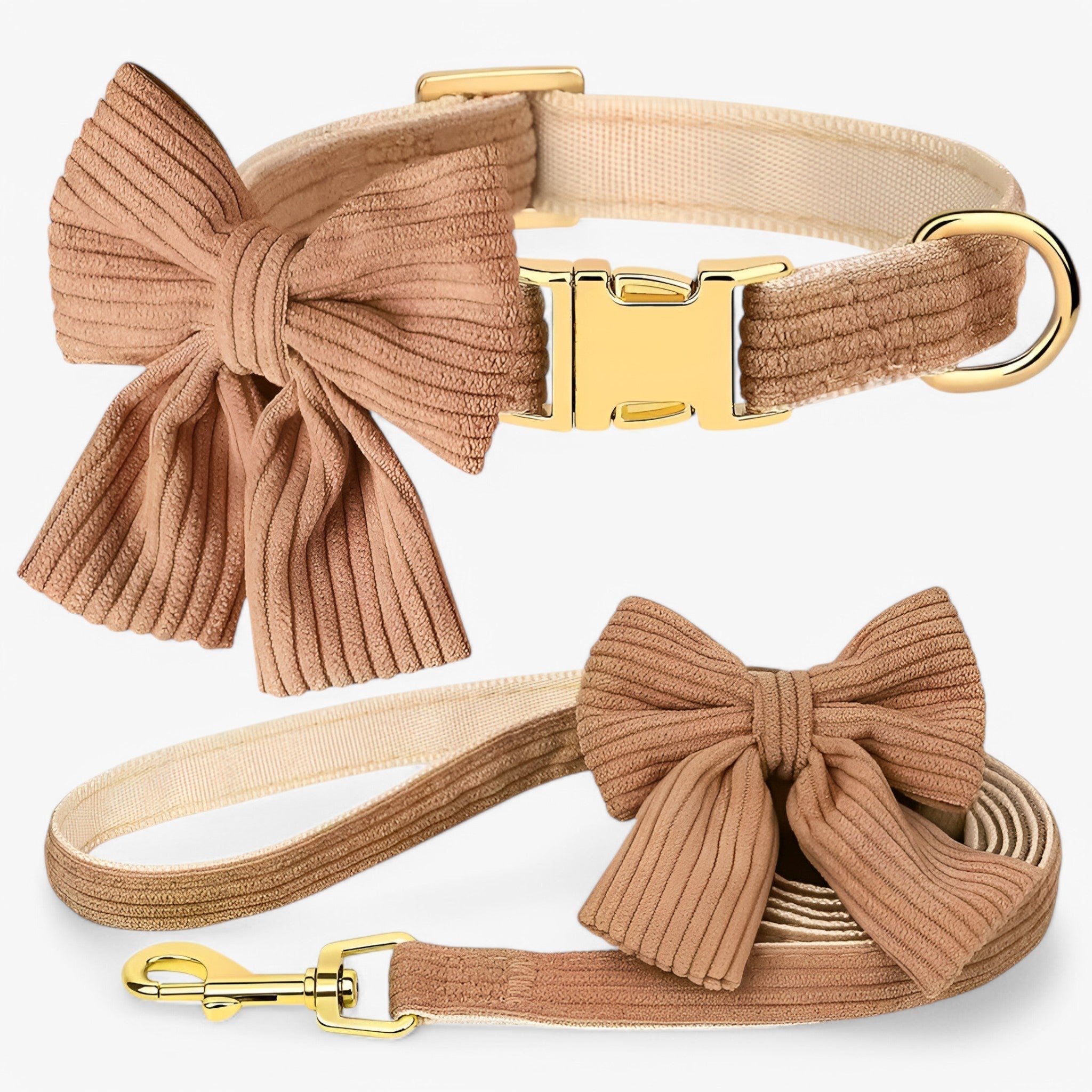 Set Collare e Guinzaglio Rosa Chiaro per Cani Piccoli e Medi - Marrone - cani chiaro collare collare guinzaglio guinzaglio medi pets & supplies piccoli - Concept Palermo