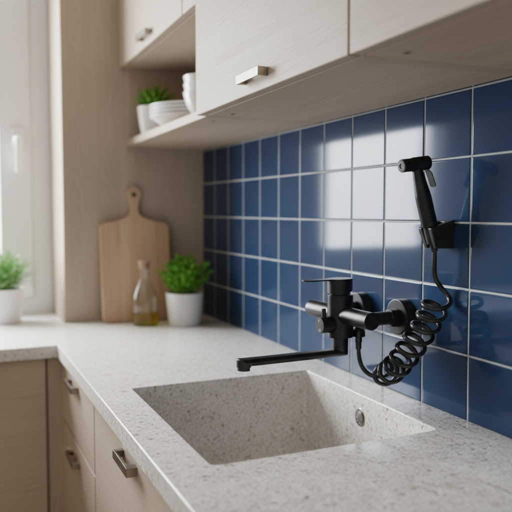 Rubinetto da cucina a parete Girevole 360° Doccetta Acciaio inossidabile