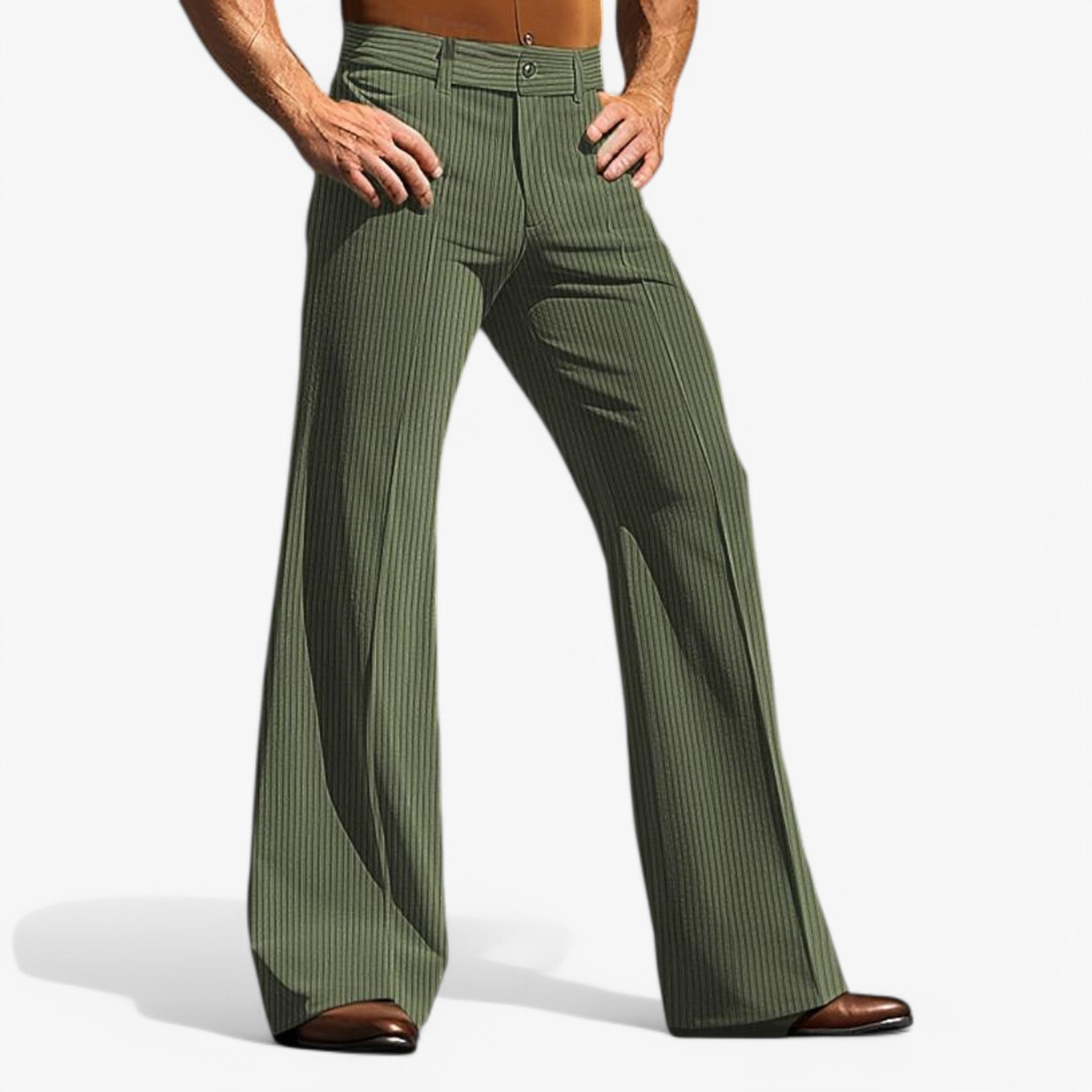 Pantaloni in Velluto a Coste Svasati Uomo - Verde - coste men pantaloni pantaloni velluto pants svasati uomo velluto week46-monday - Concept Palermo