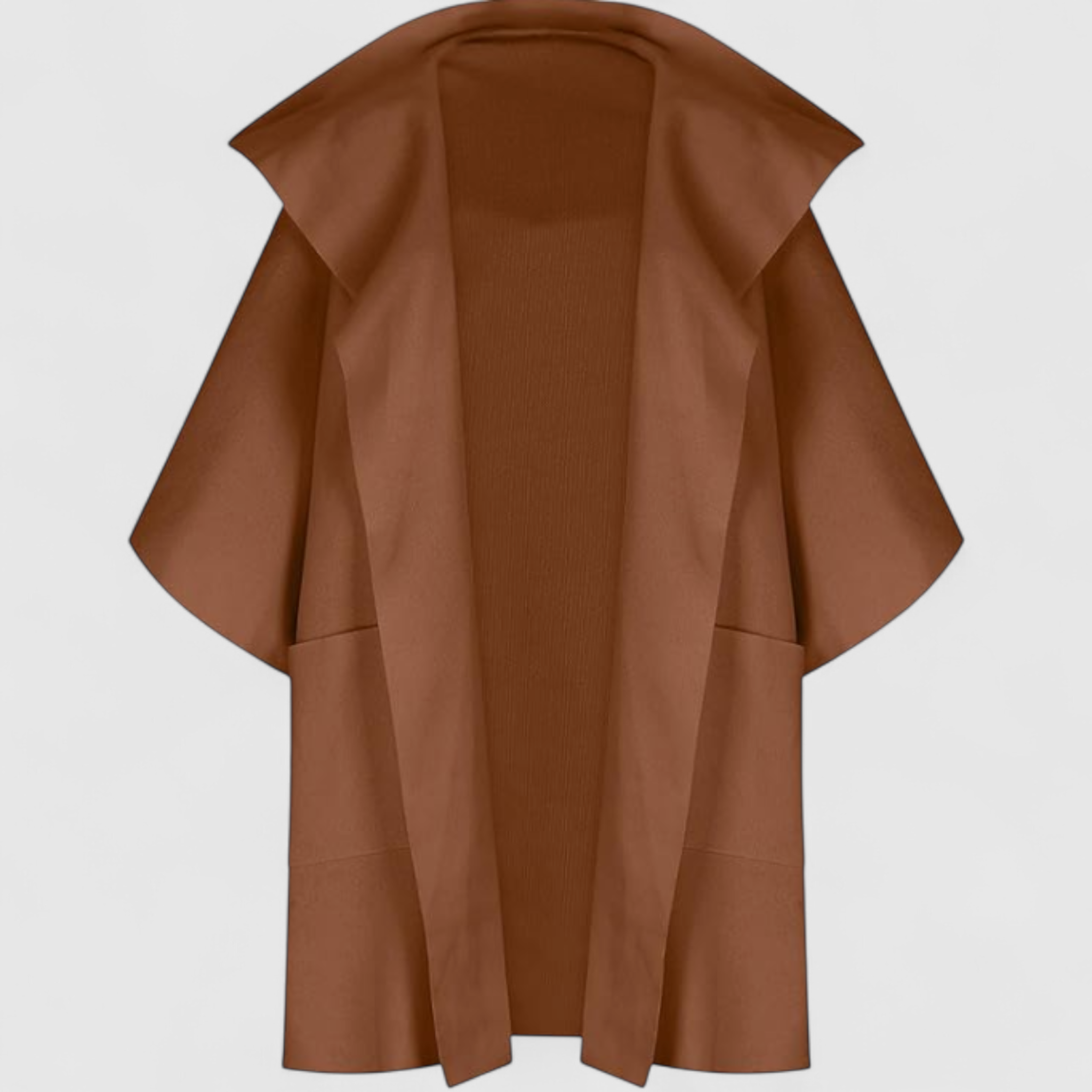 Cappotto Donna Midi in Cotone con Maniche Lunghe - Elegante e Confortevole - Marrone - abbigliamento casual cappotti cappotto cappotto colori vari cappotto con collo a revers cappotto cotone cappotto donna cappotto elegante cappotto maniche midi cappotto midi cappotto primaverile cappotto taglie grandi cotone donna maniche midi - Concept Palermo