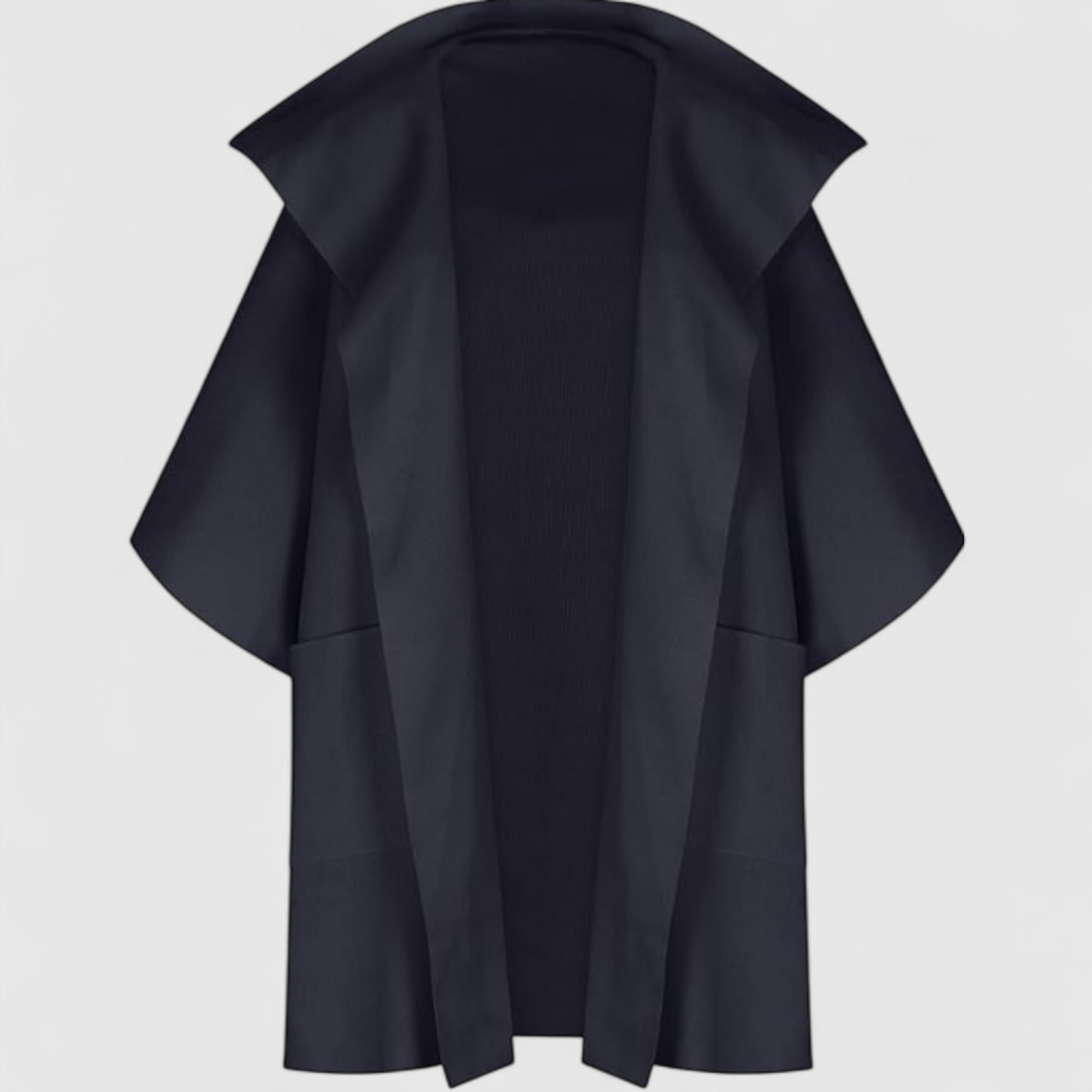 Cappotto Donna Midi in Cotone con Maniche Lunghe - Elegante e Confortevole - Nero - abbigliamento casual cappotti cappotto cappotto colori vari cappotto con collo a revers cappotto cotone cappotto donna cappotto elegante cappotto maniche midi cappotto midi cappotto primaverile cappotto taglie grandi cotone donna maniche midi - Concept Palermo