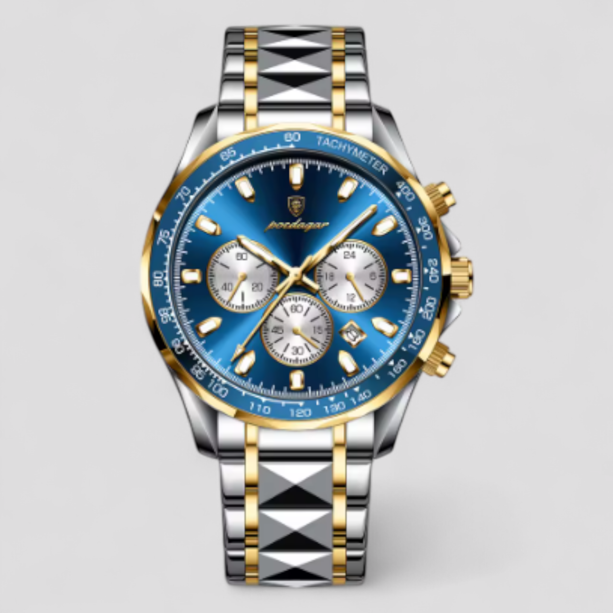 Orologio Cronografo Uomo di Lusso in Acciaio Inox Argento - Argento Blu - acciaio cronografo orologio orologio cronografo uomo watches - Concept Palermo