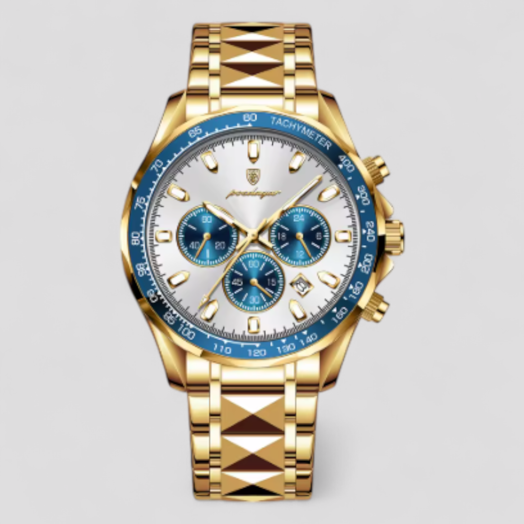 Orologio Cronografo Uomo di Lusso in Acciaio Inox Argento - Oro Bianco - acciaio cronografo orologio orologio cronografo uomo watches - Concept Palermo