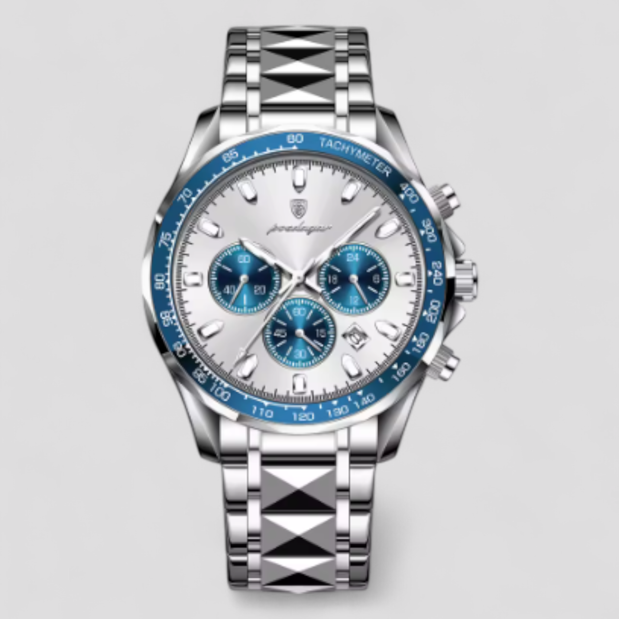 Orologio Cronografo Uomo di Lusso in Acciaio Inox Argento - Bianco - acciaio cronografo orologio orologio cronografo uomo watches - Concept Palermo