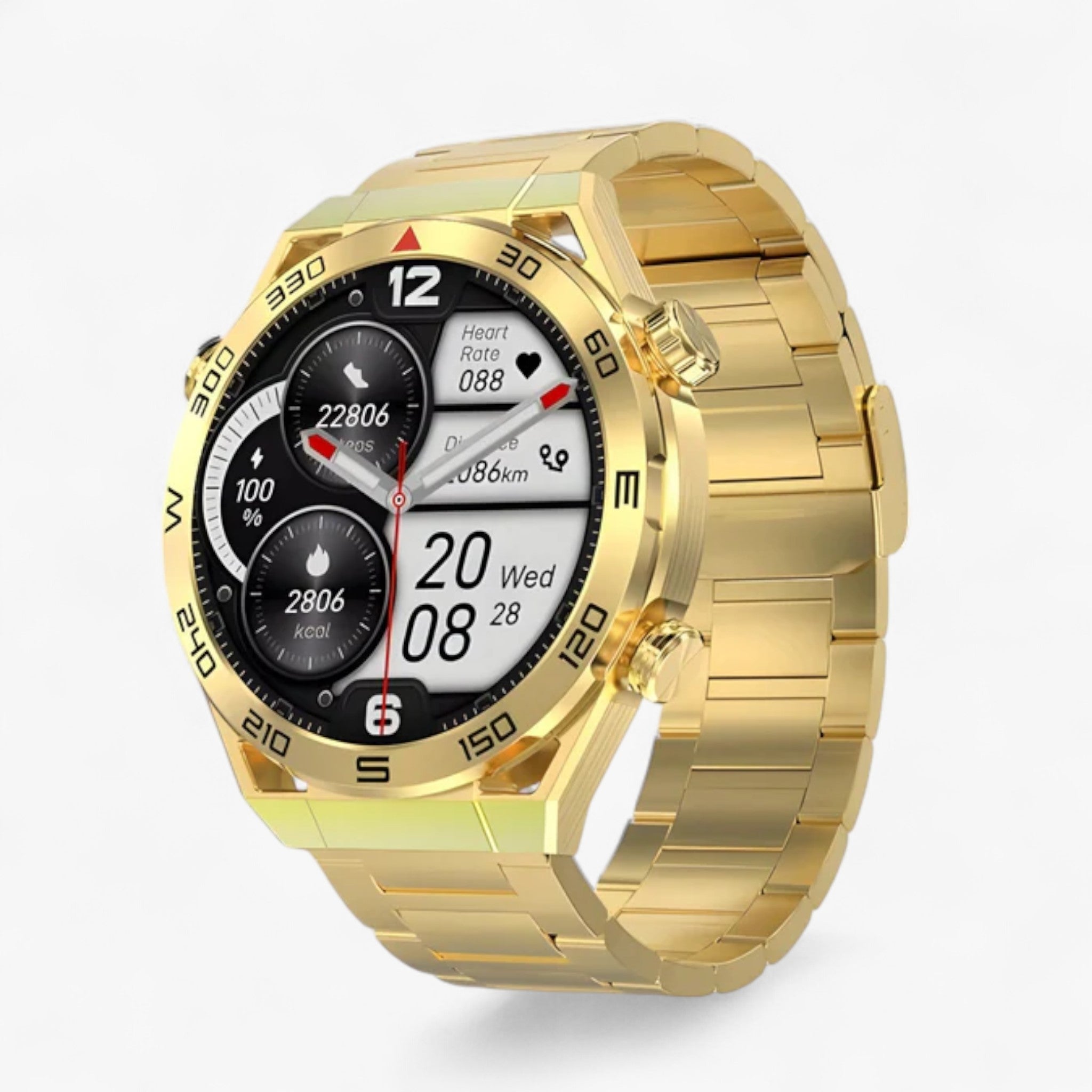 Smartwatch Uomo Nero con GPS, NFC, Chiamate BT, ECG, Monitor Salute e Sport - Compatibile Android iOS - Metallo d'oro - bluetooth chiamate Smart Watches uomini uomini chiamate watches wistwatches - Concept Palermo