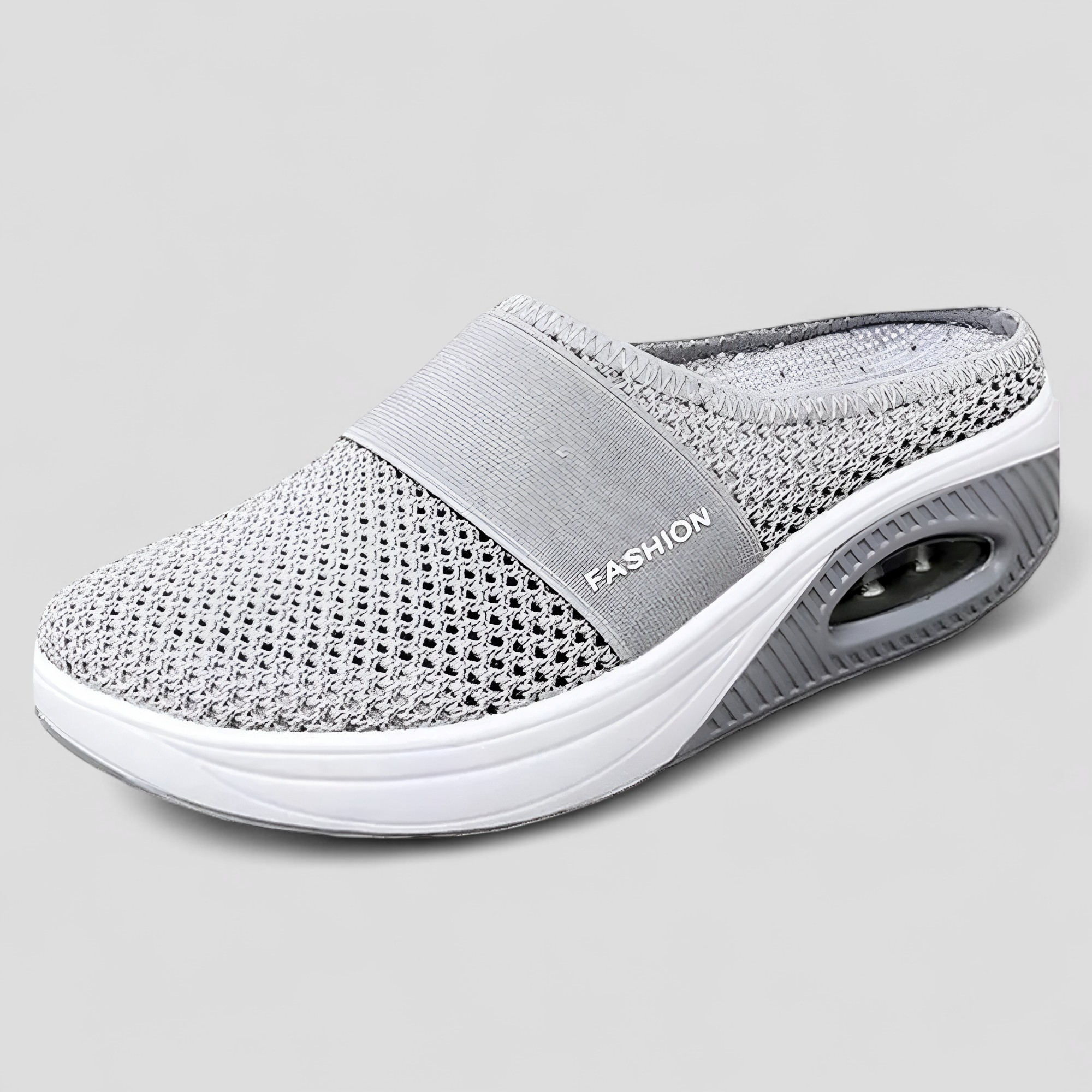 Parrucca Uomo Slip-On Traspirante in Mesh con Piattaforma e Suola Ammortizzata ad Aria - Grigio chiaro - aria imbottita mesh parrucca parrucca slip piattaforma shoes slip - Concept Palermo
