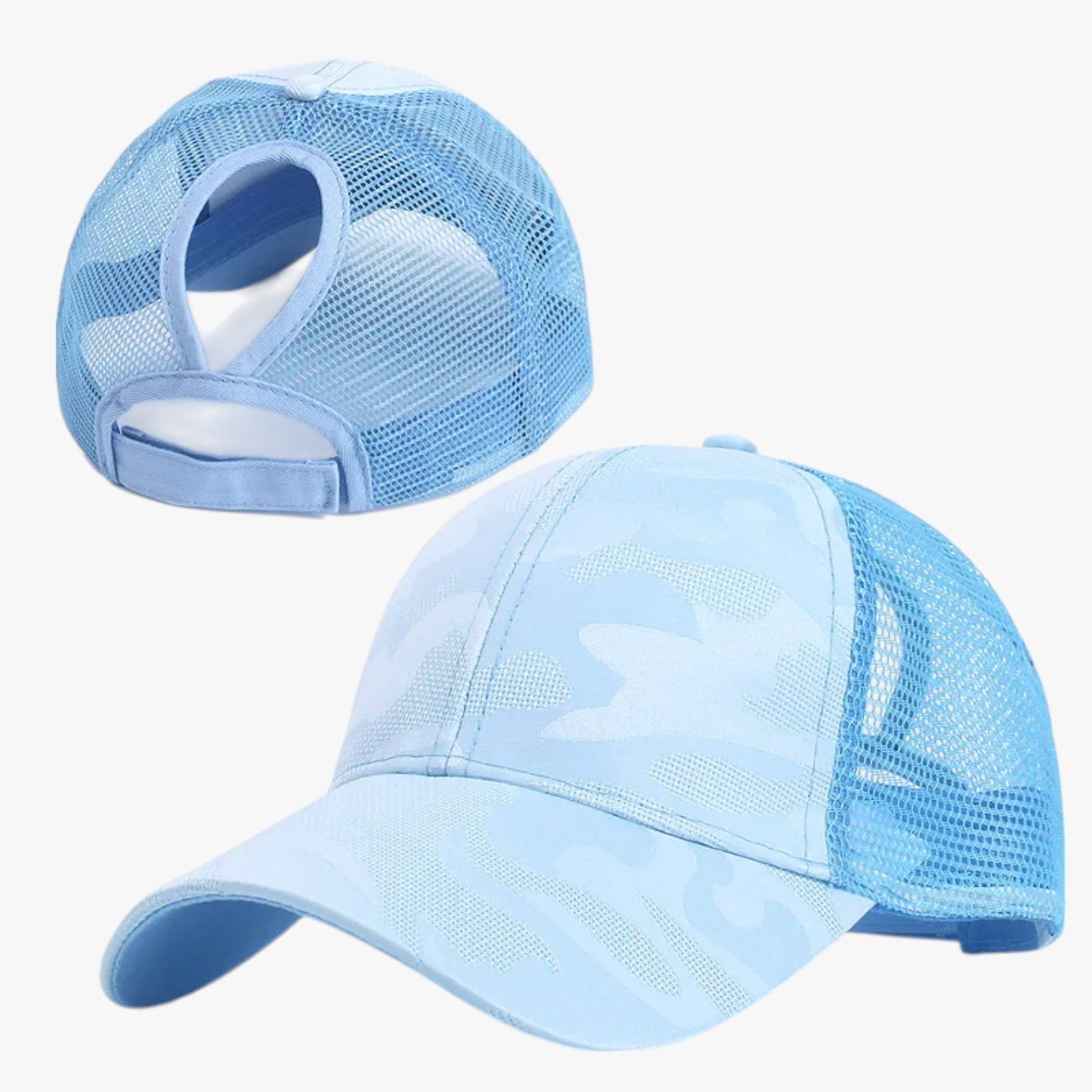 Cappello Estivo Camo con Rete e Chignon - Blue - camo cappello cappello estivo chignon estivo hat Hat for girls hats rete women hat women's hat - Concept Palermo