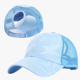 Cappello Estivo Camo con Rete e Chignon - Blue - camo Camouflage cappello cappello estivo chignon estivo hat Hat for girls hats rete Women women hat women's hat - Concept Palermo