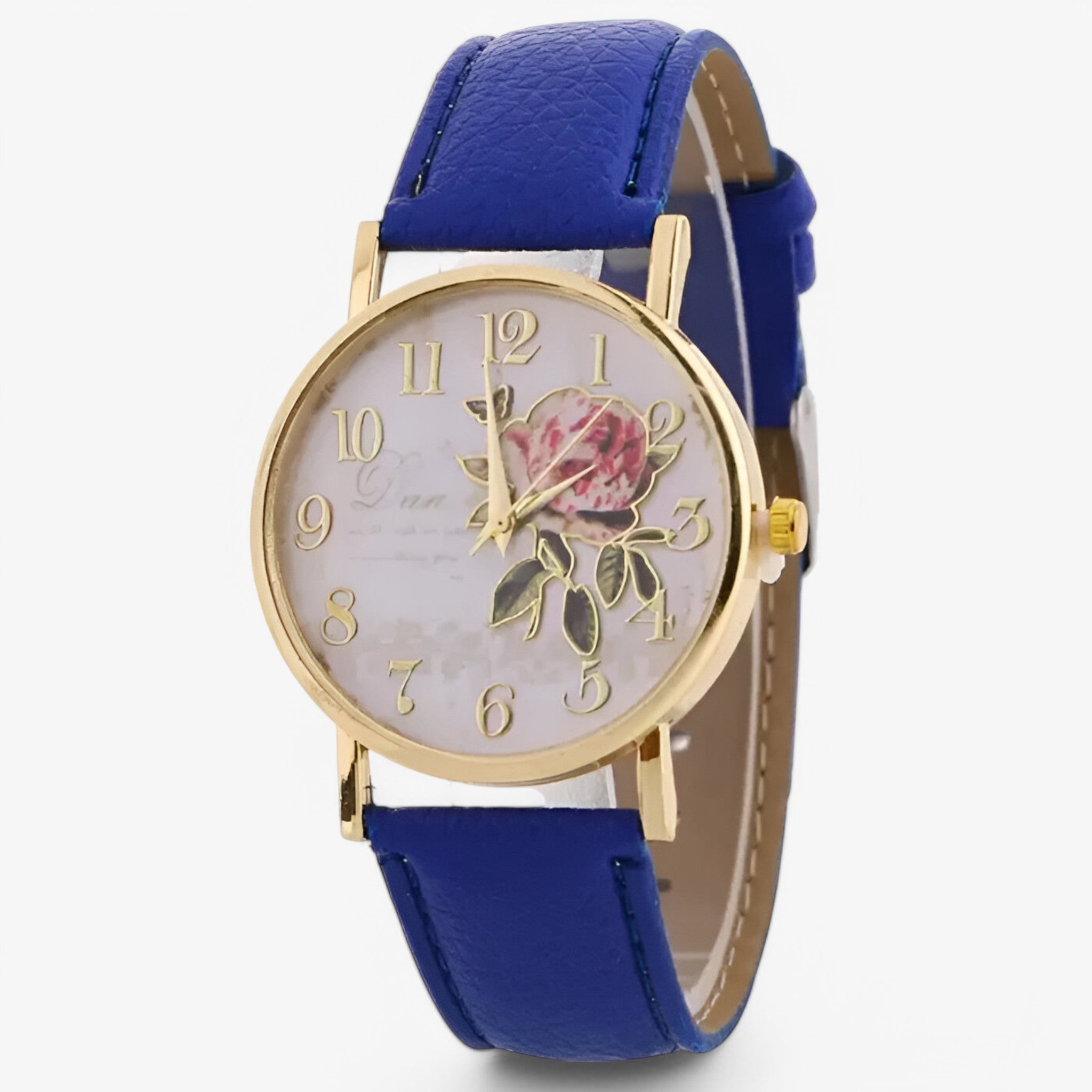 Orologio con fiore di rosa e cinturino in similpelle - Blu - cinturino female watch fiore orologio orologio fiore similpelle watch for women watches - Concept Palermo